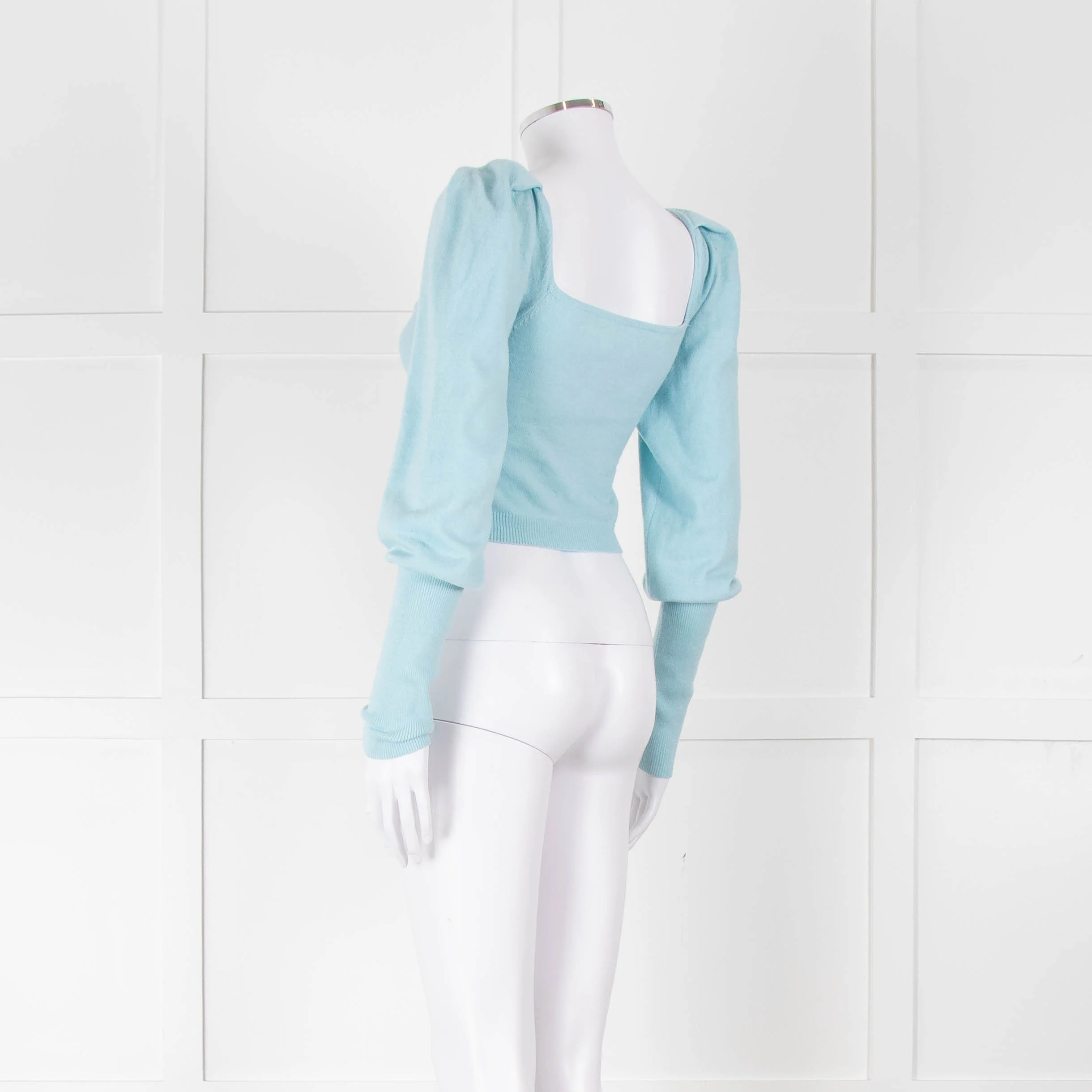 LPA Pale Turquoise Knot Front Cropped Jumper - Image 6