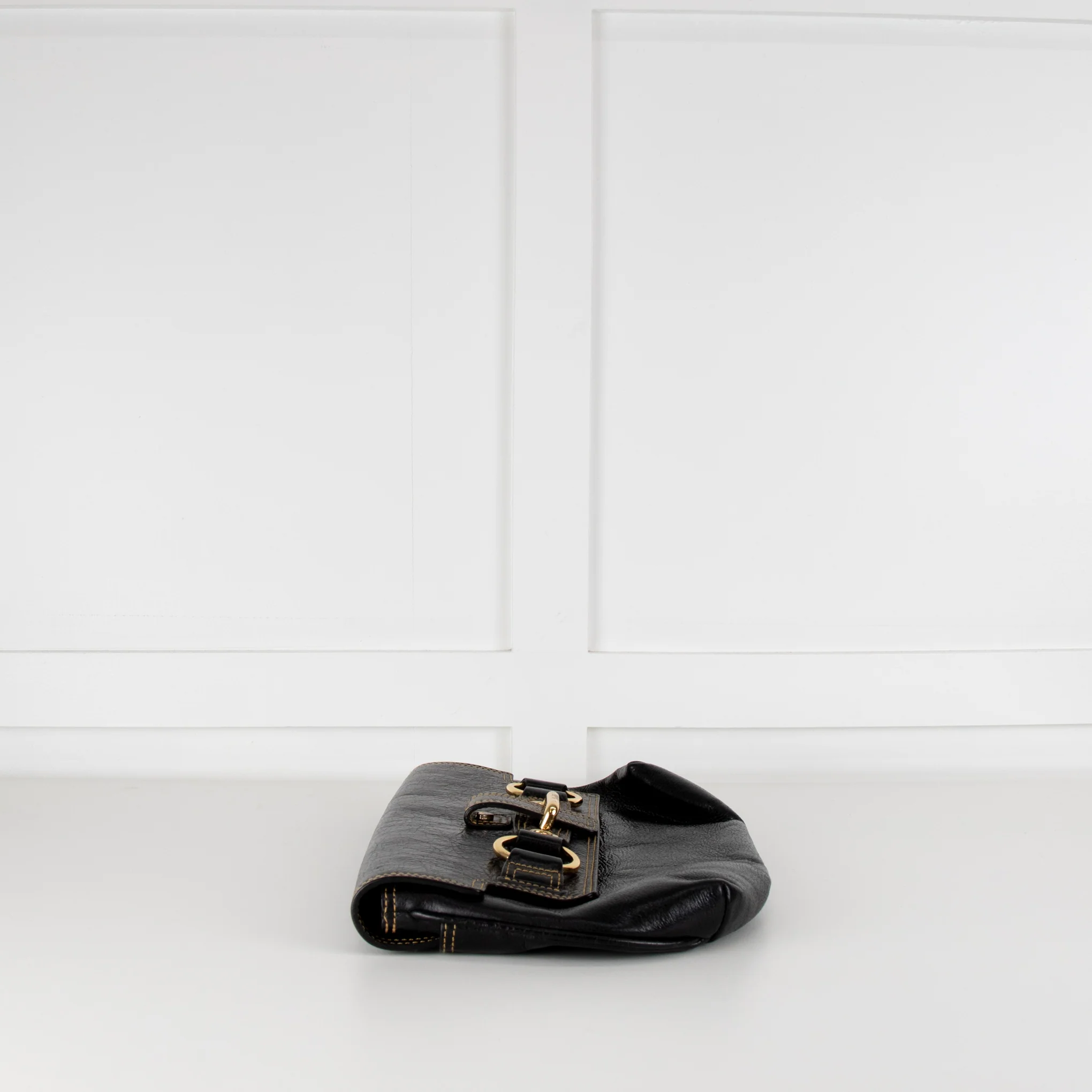Luella Black Leather Gold Hardware Clutch Bag - Image 3