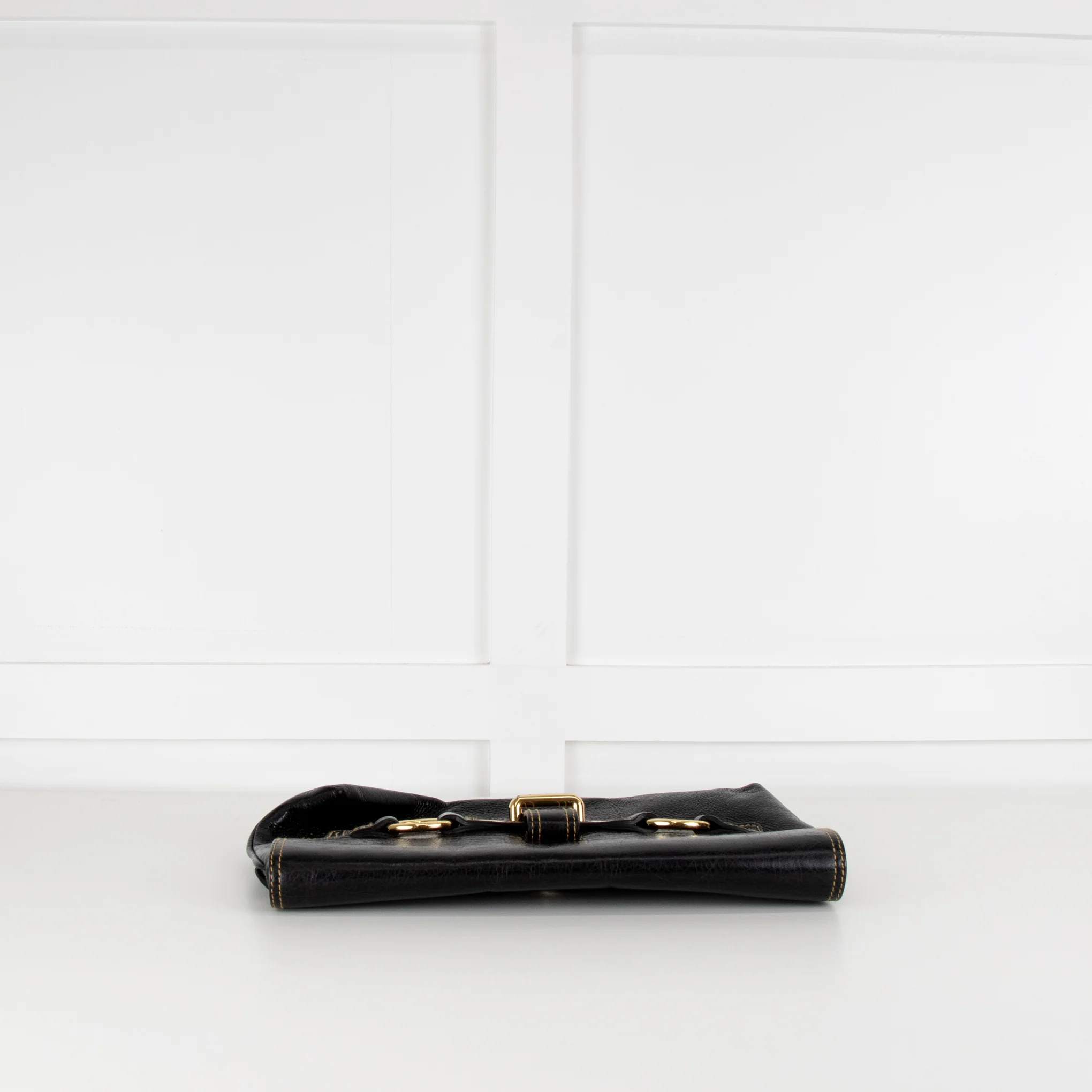 Luella Black Leather Gold Hardware Clutch Bag - Image 6