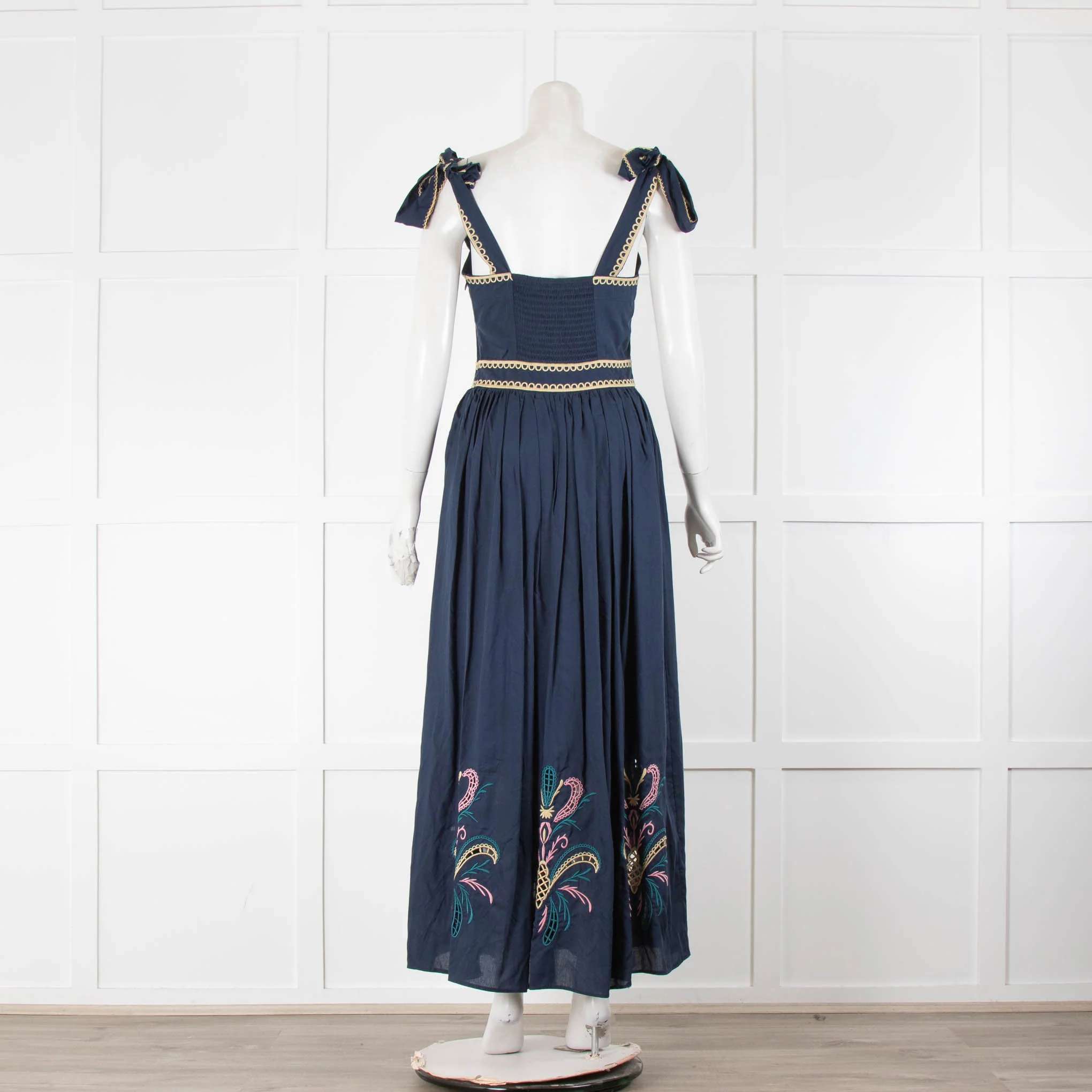 Lug Von Siga Blue W. Multicolour Embroidery & Square Neck Strappy Sundress - Image 3