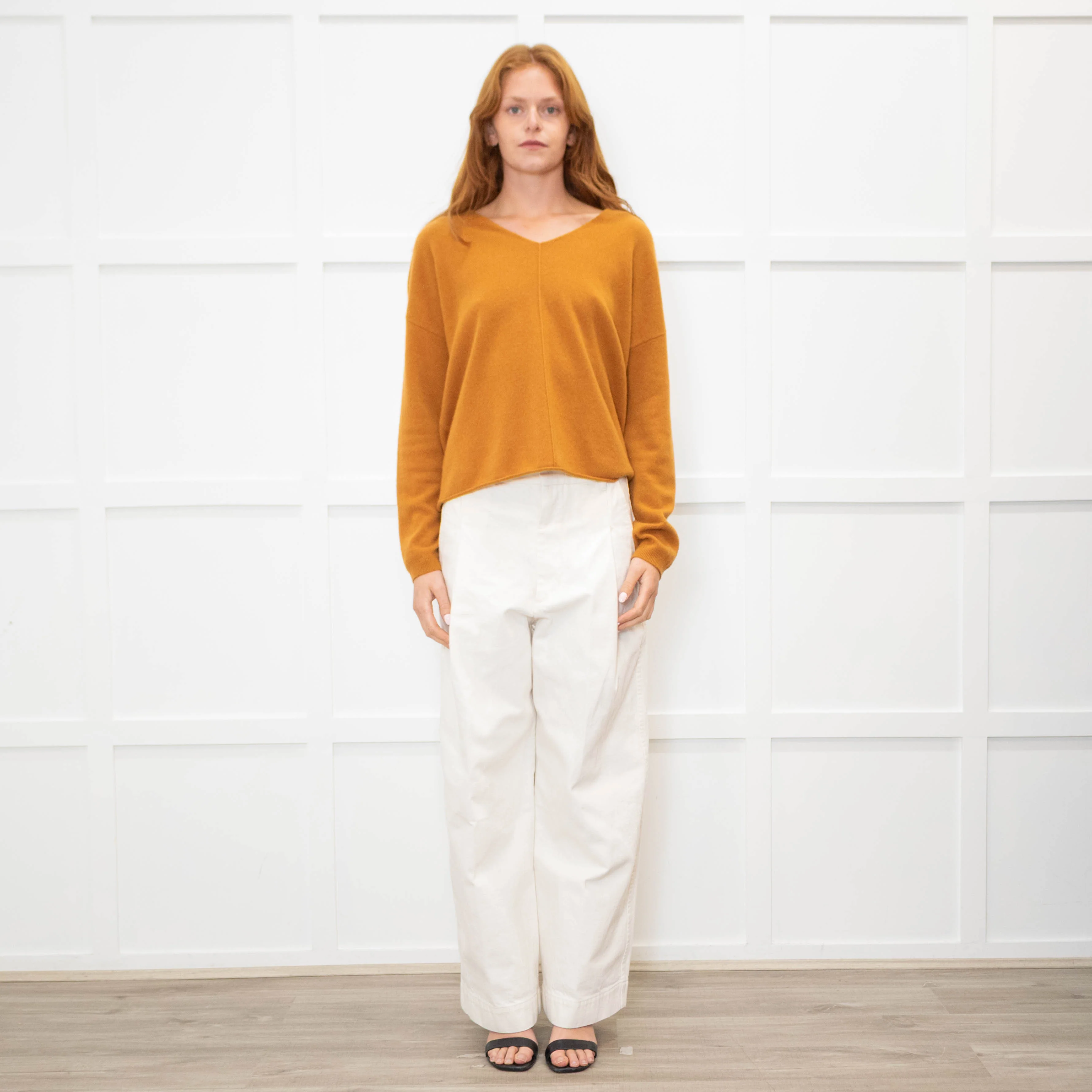 Luisa Cerano Brown Cashmere V Neck Sweater