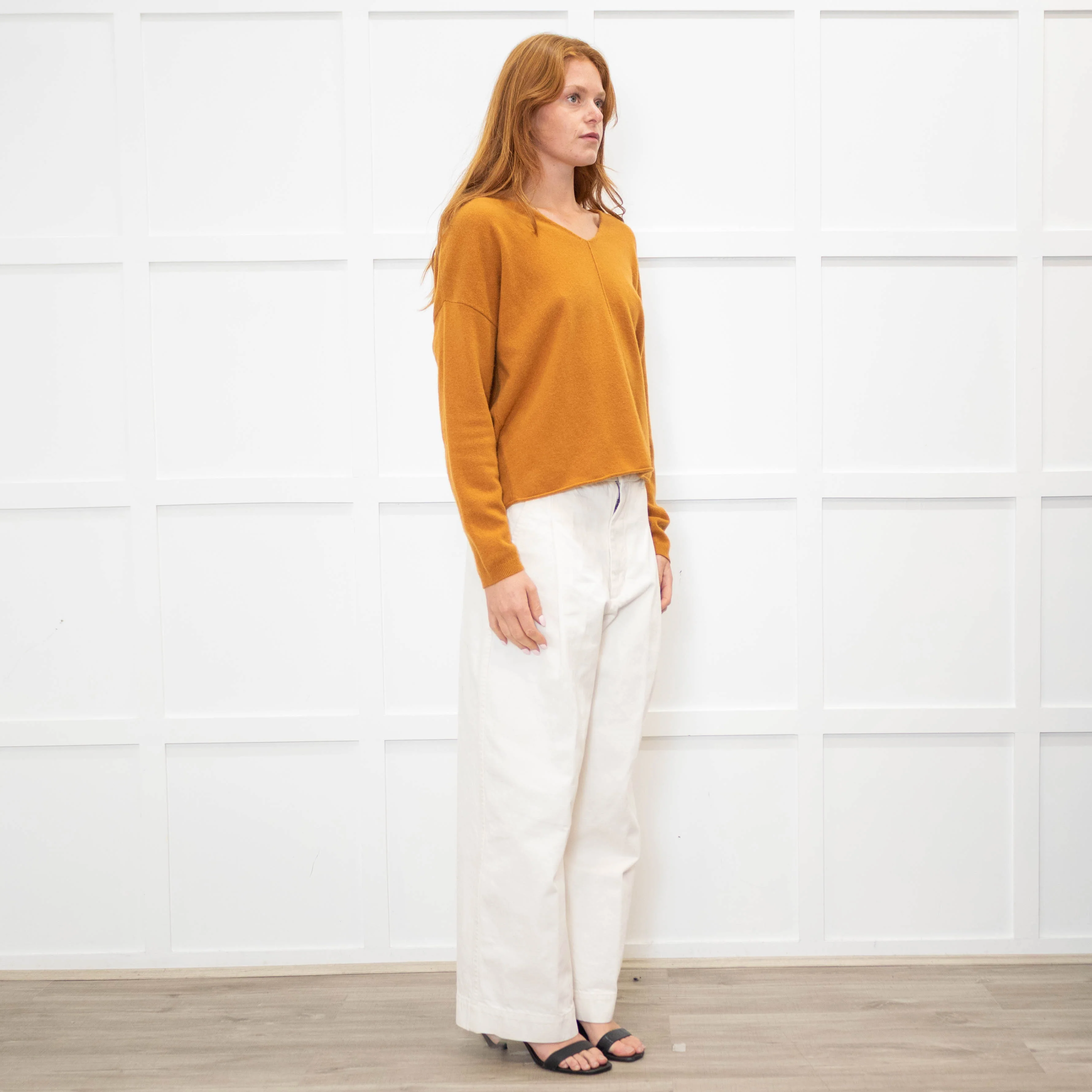 Luisa Cerano Brown Cashmere V Neck Sweater - Image 7