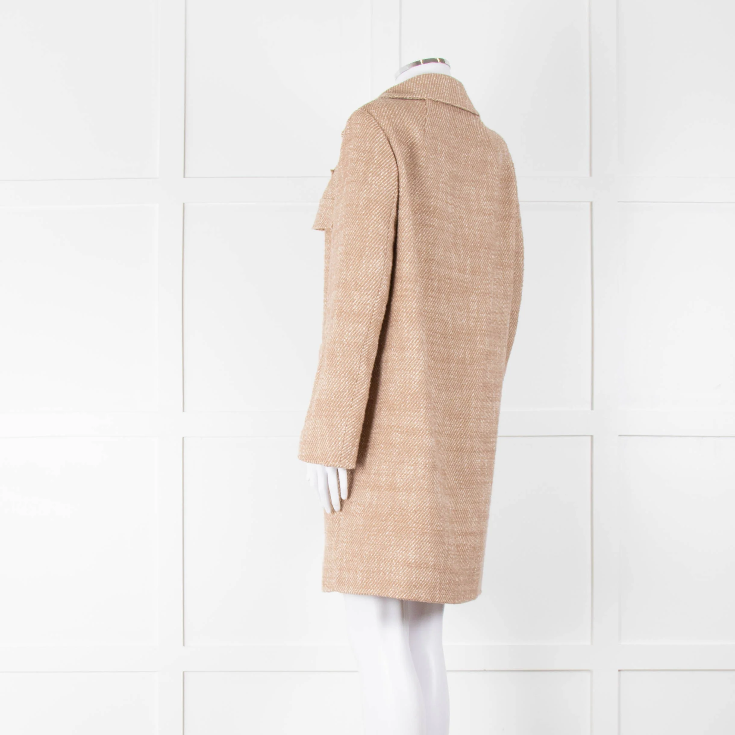Luisa Cerano Brown & Cream Fleck Cotton Mix Coat With Fringing - Image 6