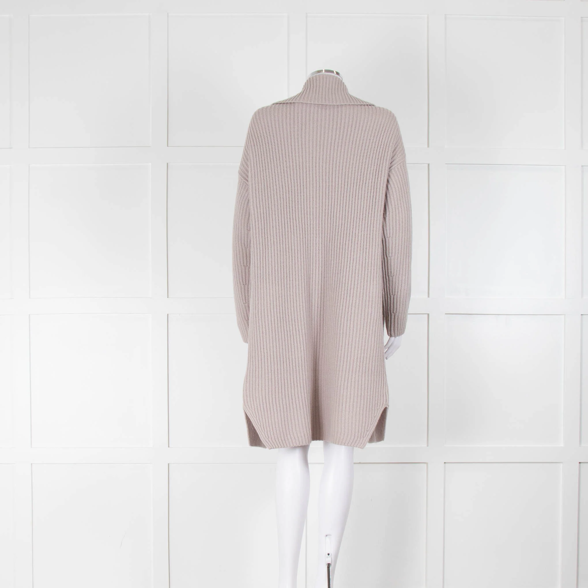 Luisa Cerano Beige Chunky Rib Collared Cardigan - Image 3
