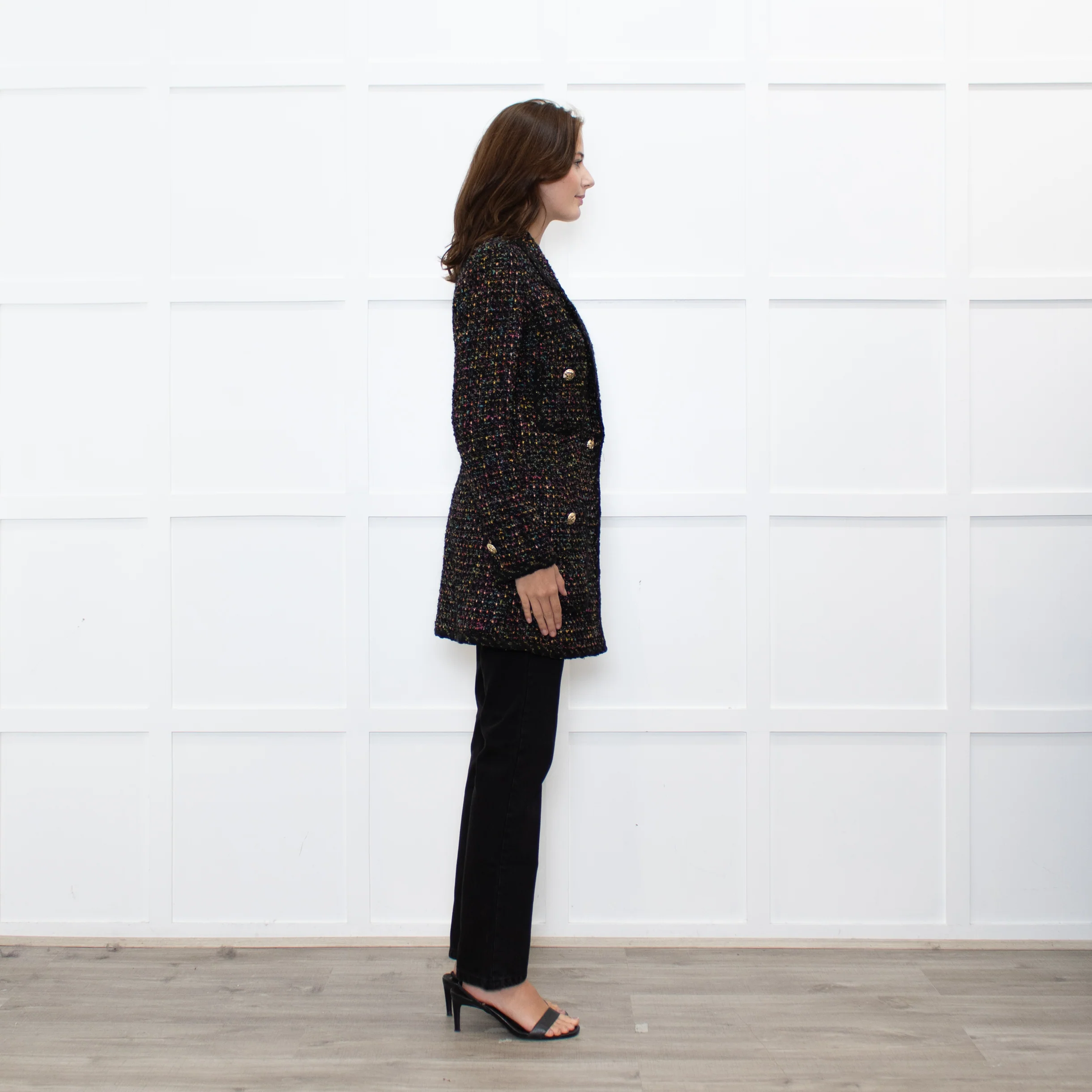 Luisa Spagnoli Black Multi Colour Tweed Blazer Jacket - Image 6