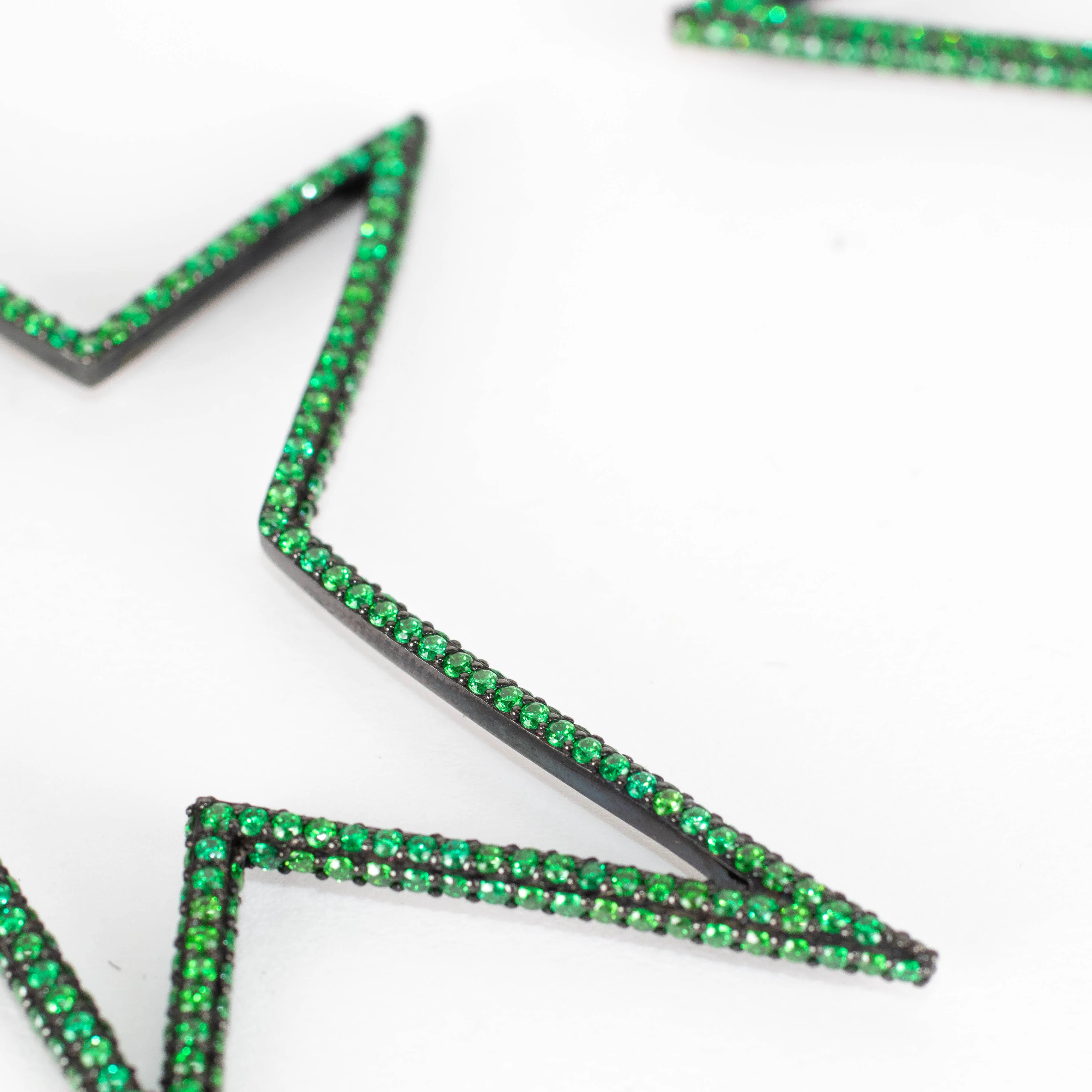 Lynn Ban Pave Green Star Hoop Earrings - Image 2