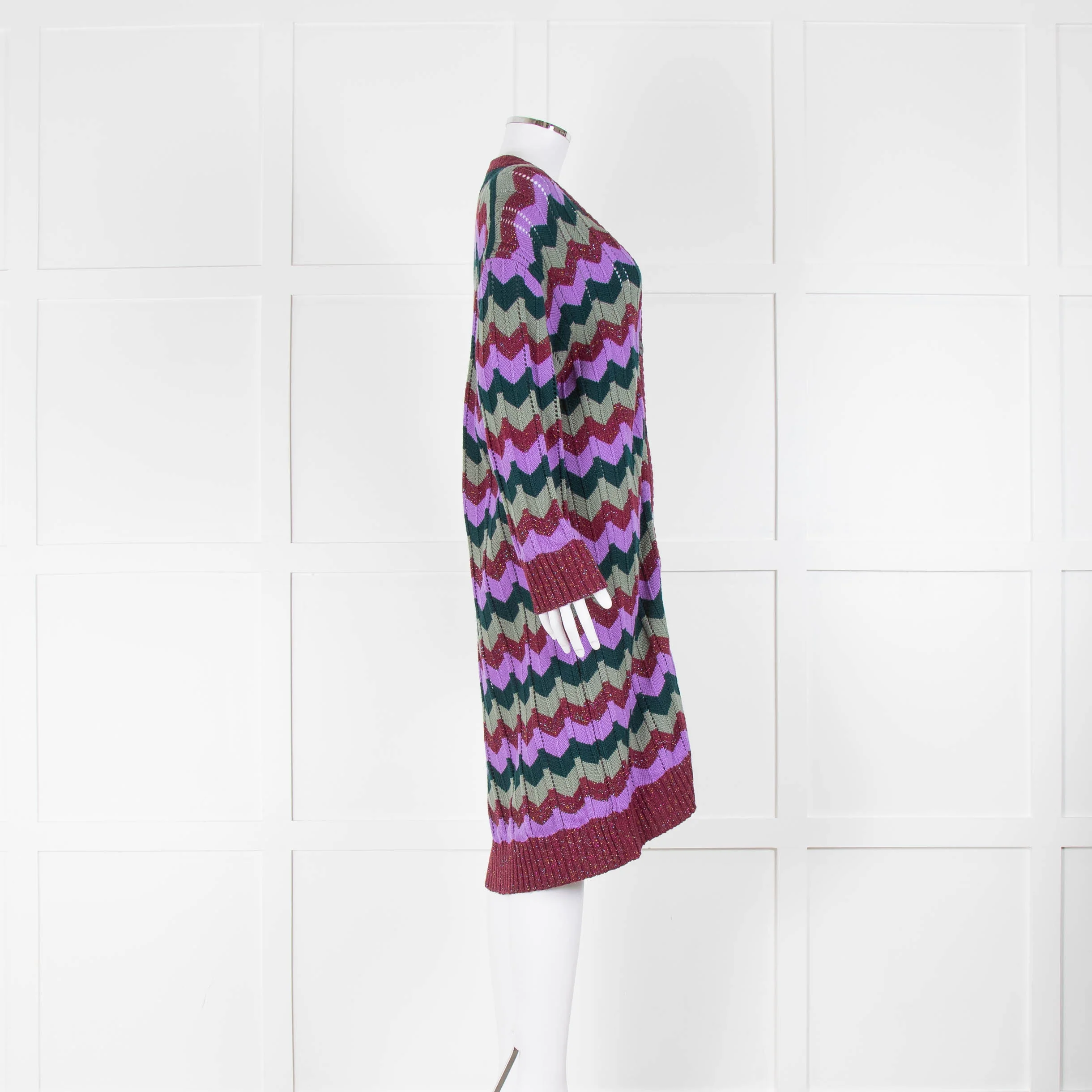 M By Missoni Purple Green Zig Zag Long Cardigan - Image 2