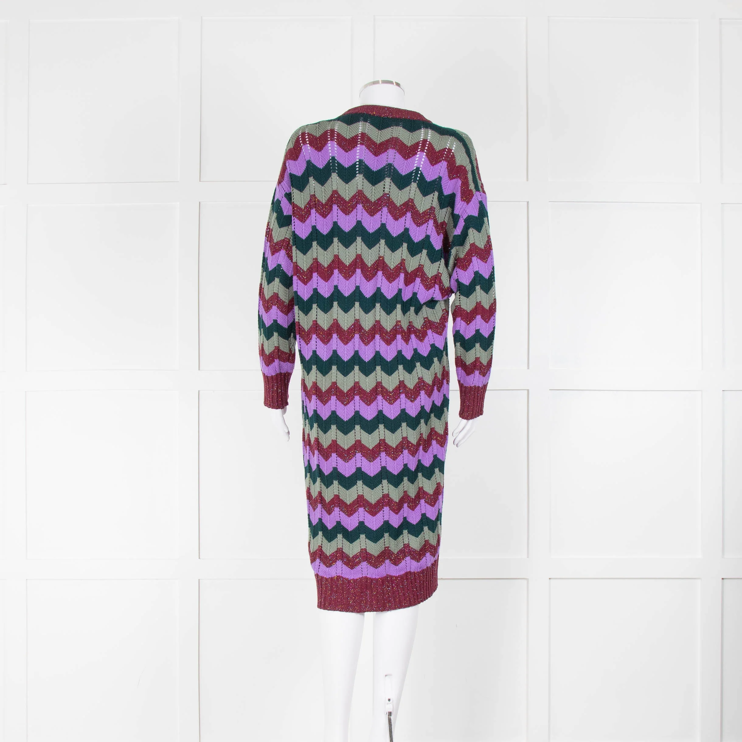 M By Missoni Purple Green Zig Zag Long Cardigan - Image 3