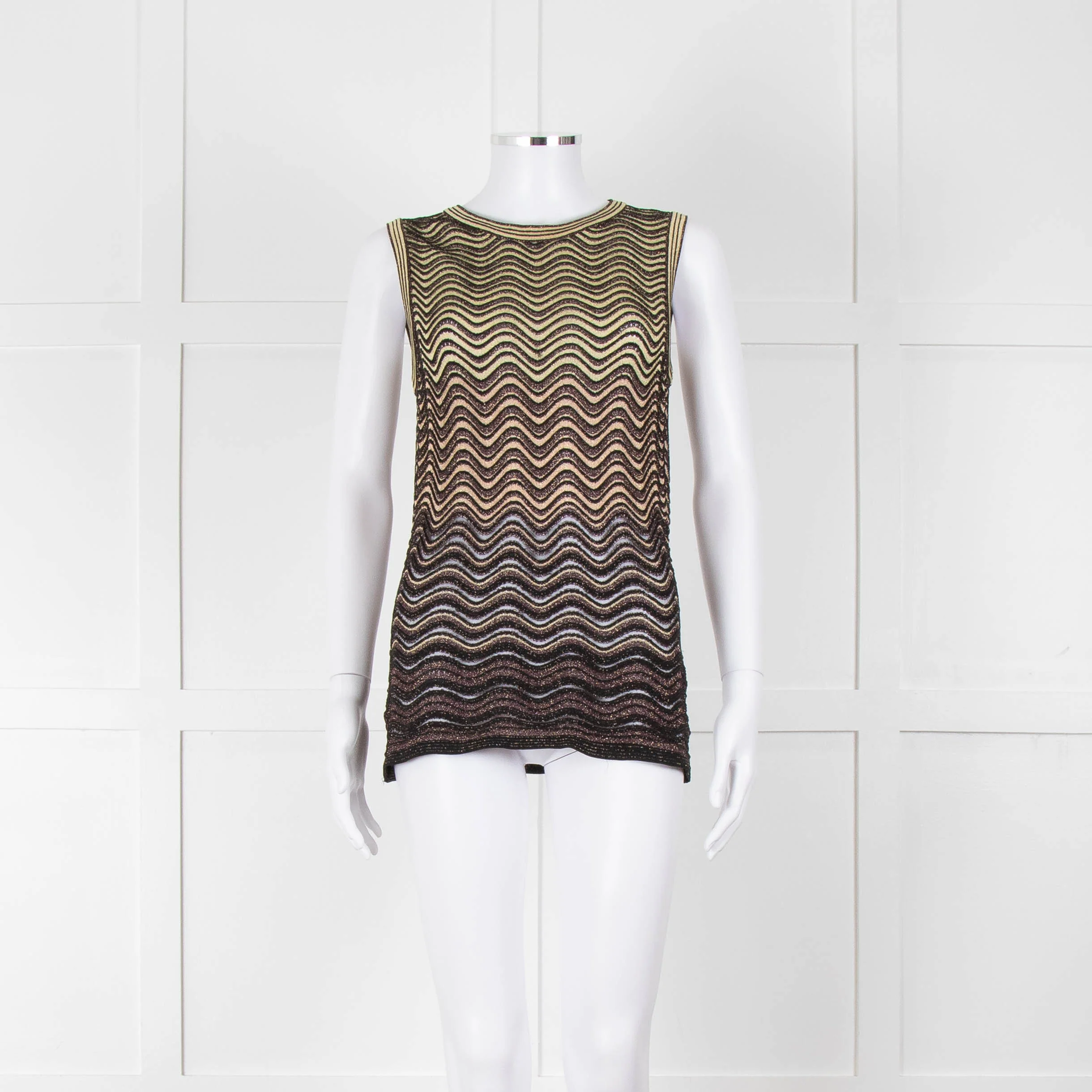 M Missoni Black Gold Lurex Sleeveless Top