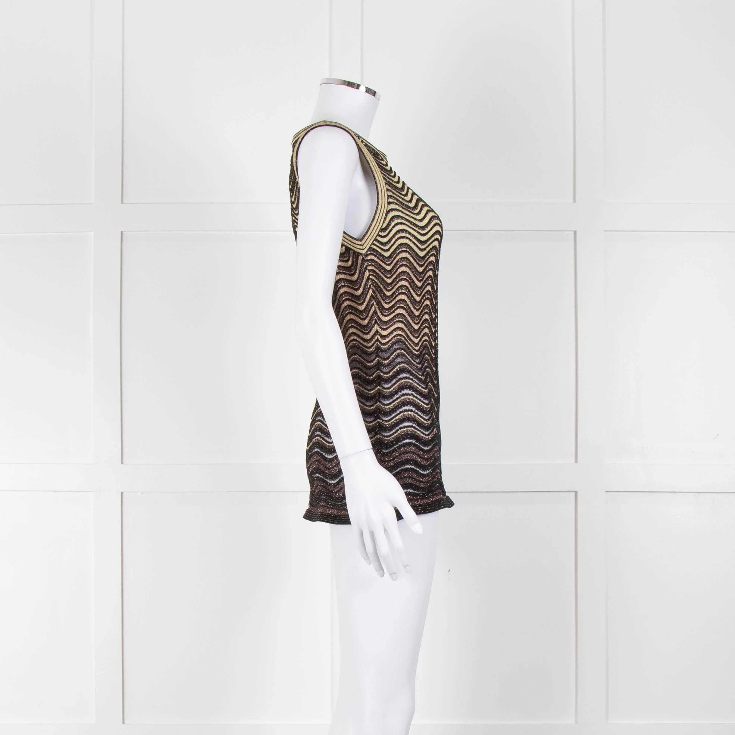 M Missoni Black Gold Lurex Sleeveless Top - Image 3