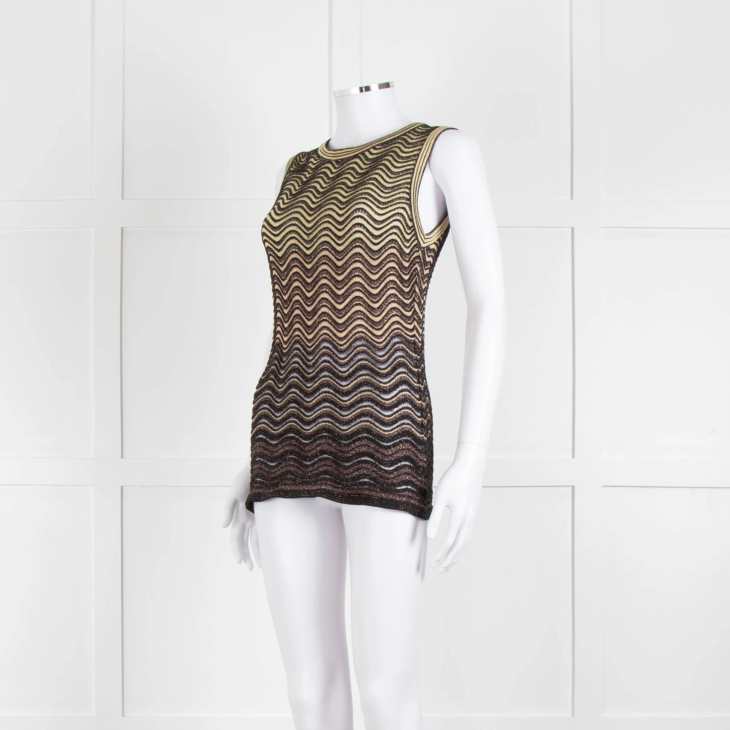 M Missoni Black Gold Lurex Sleeveless Top - Image 8
