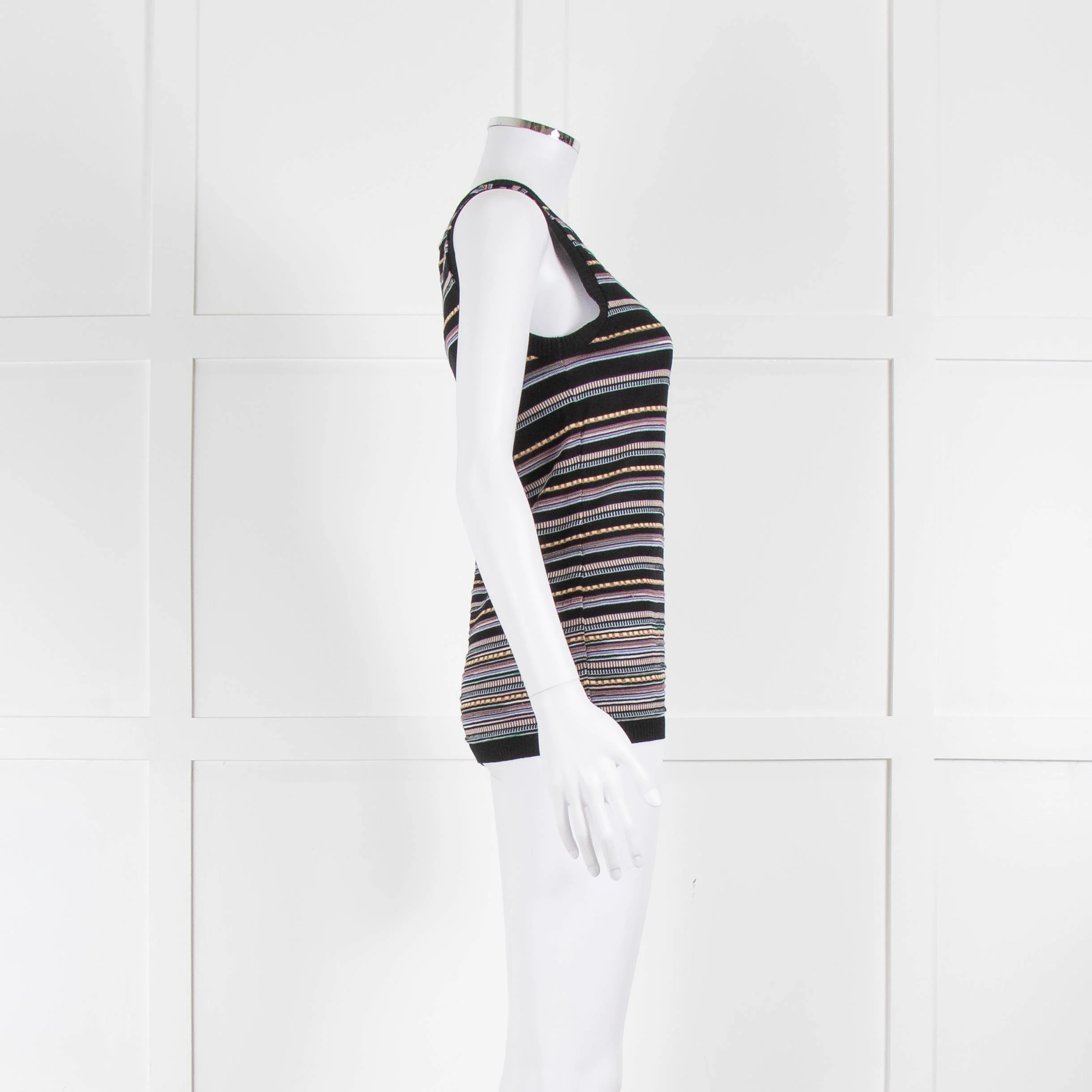 M Missoni Black Purple Knit Striped Vest - Image 2