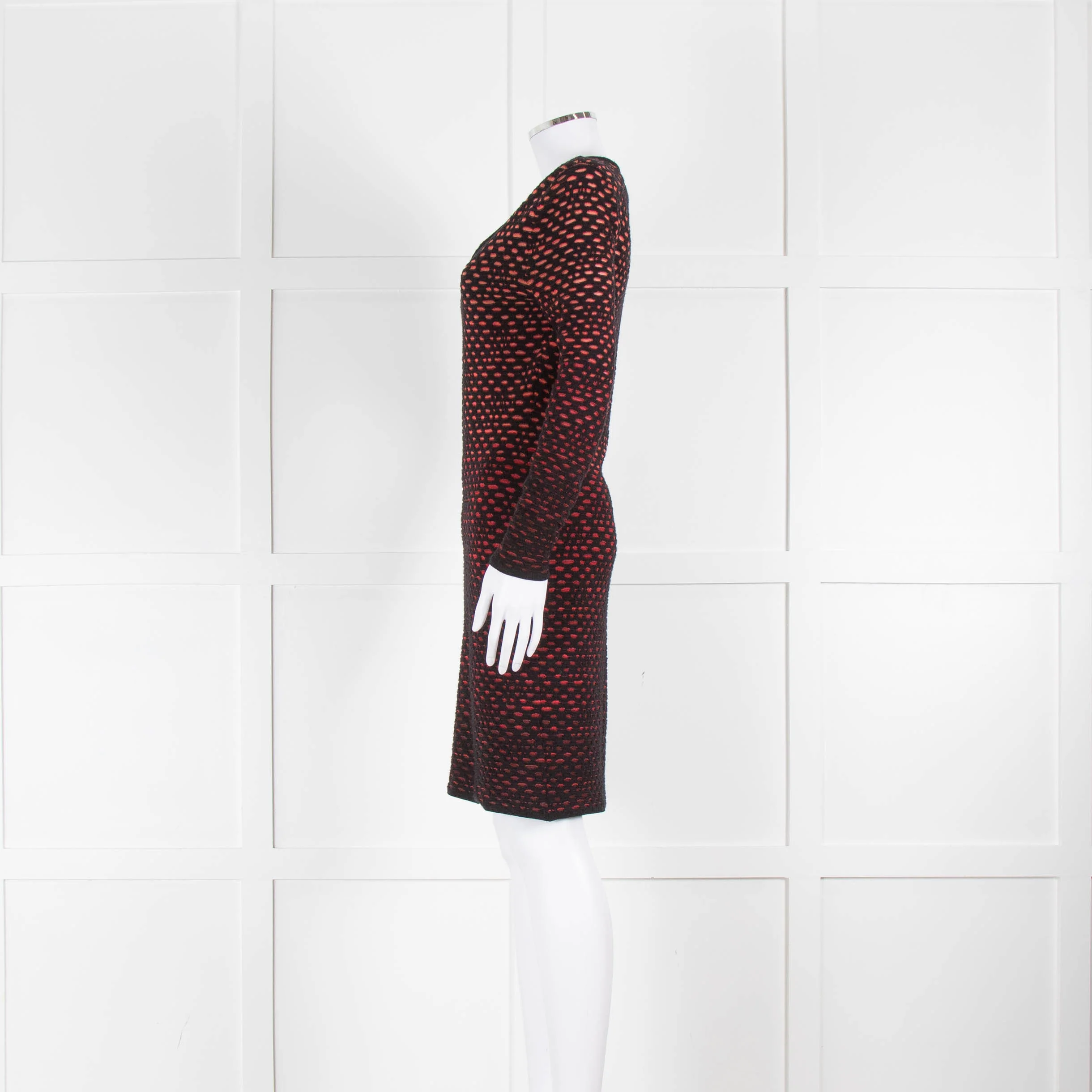 M Missoni Black Red Knit Long Sleeve Dress With Slip - Image 4