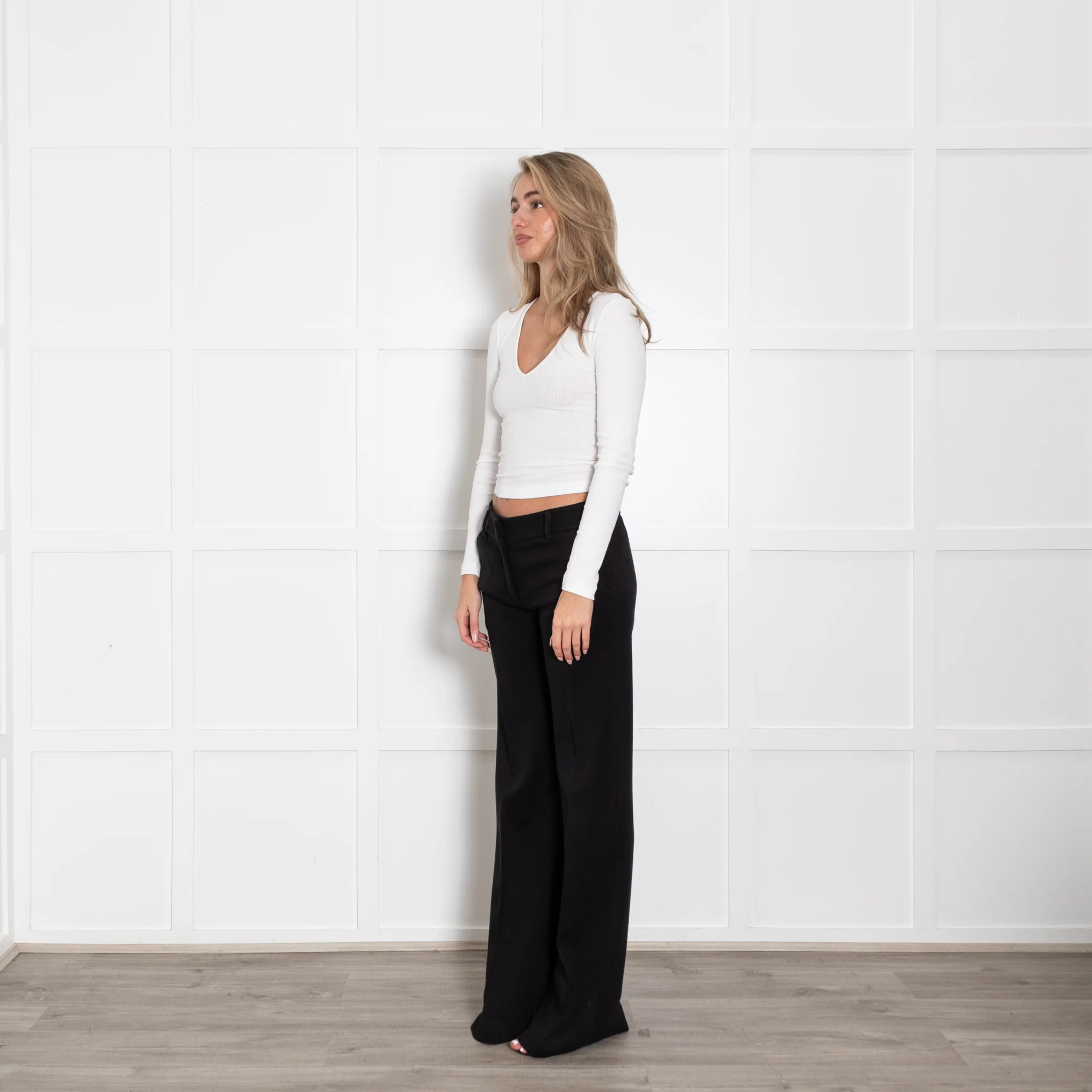 M Missoni Black Wool Blend Straight Leg Suit Trousers - Image 3