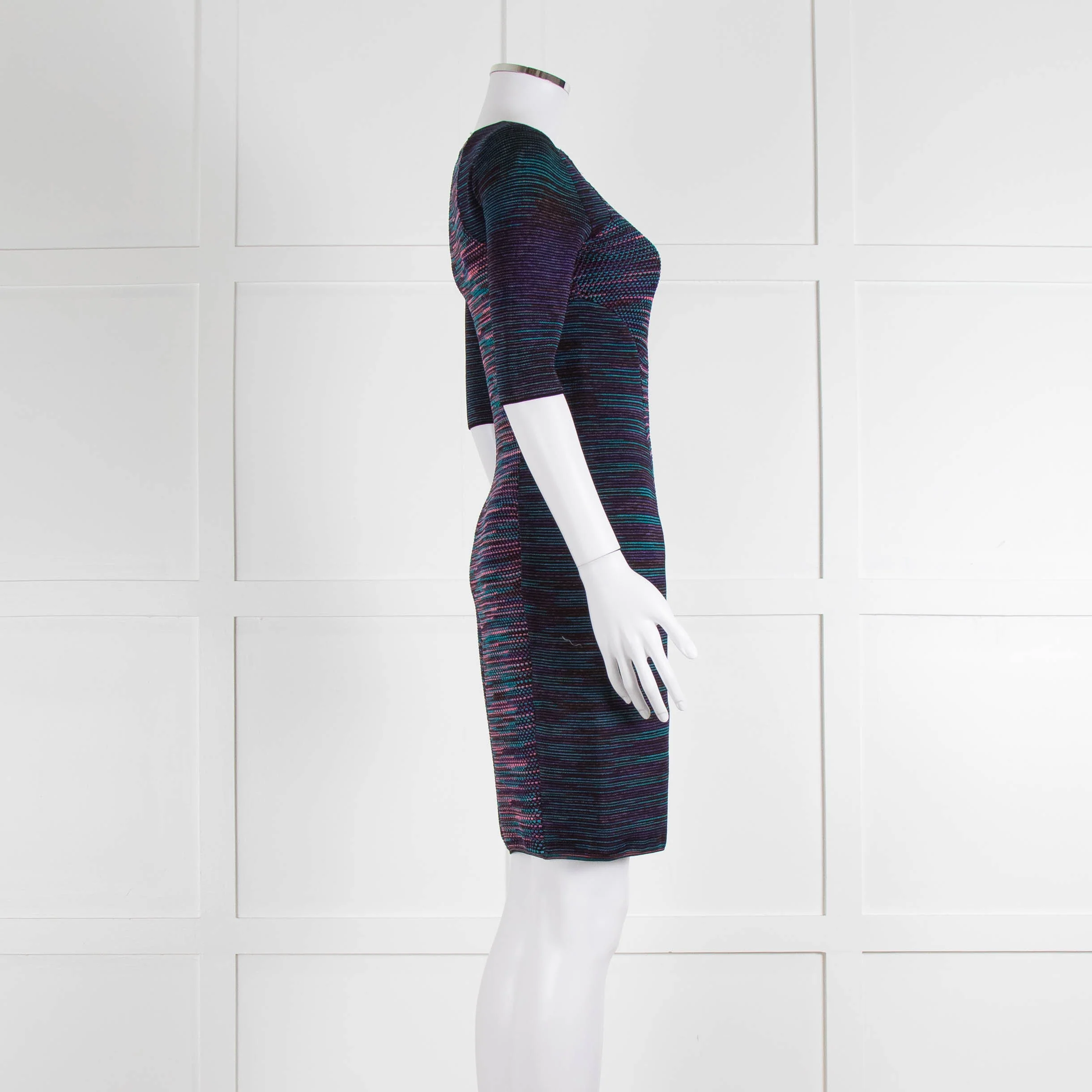 M Missoni Blue Pink Turquoise Knitted Body Con Dress - Image 3