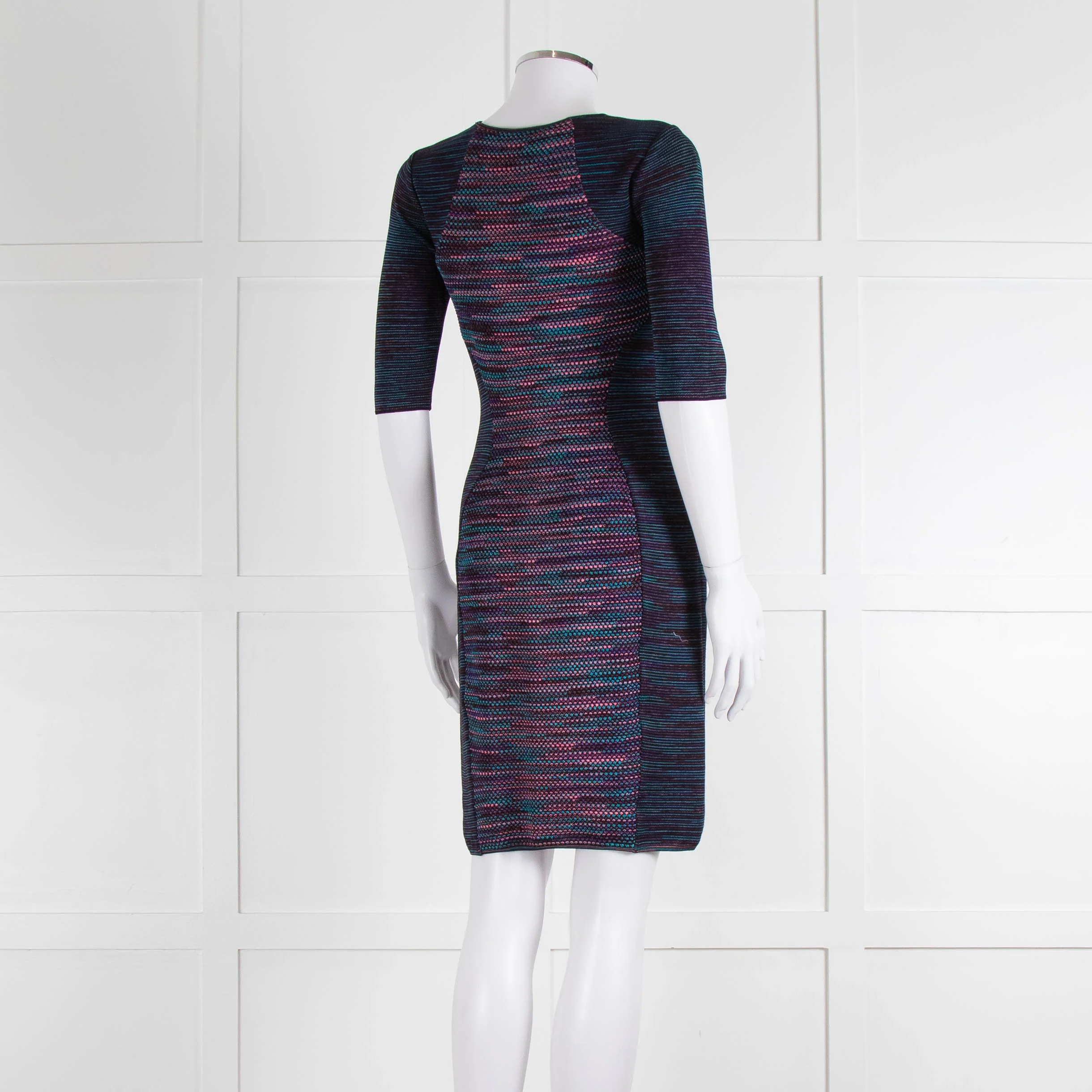 M Missoni Blue Pink Turquoise Knitted Body Con Dress - Image 4