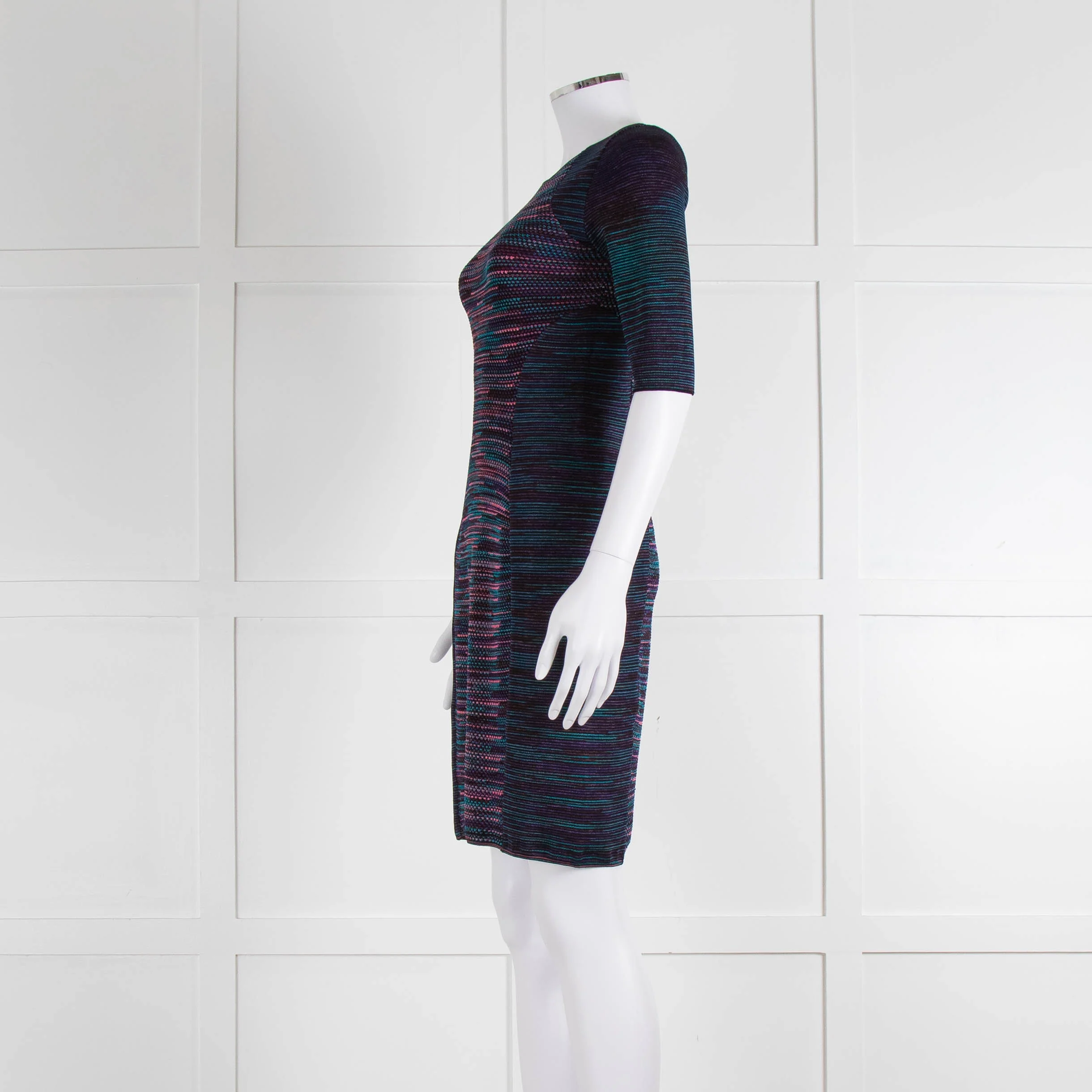 M Missoni Blue Pink Turquoise Knitted Body Con Dress - Image 7