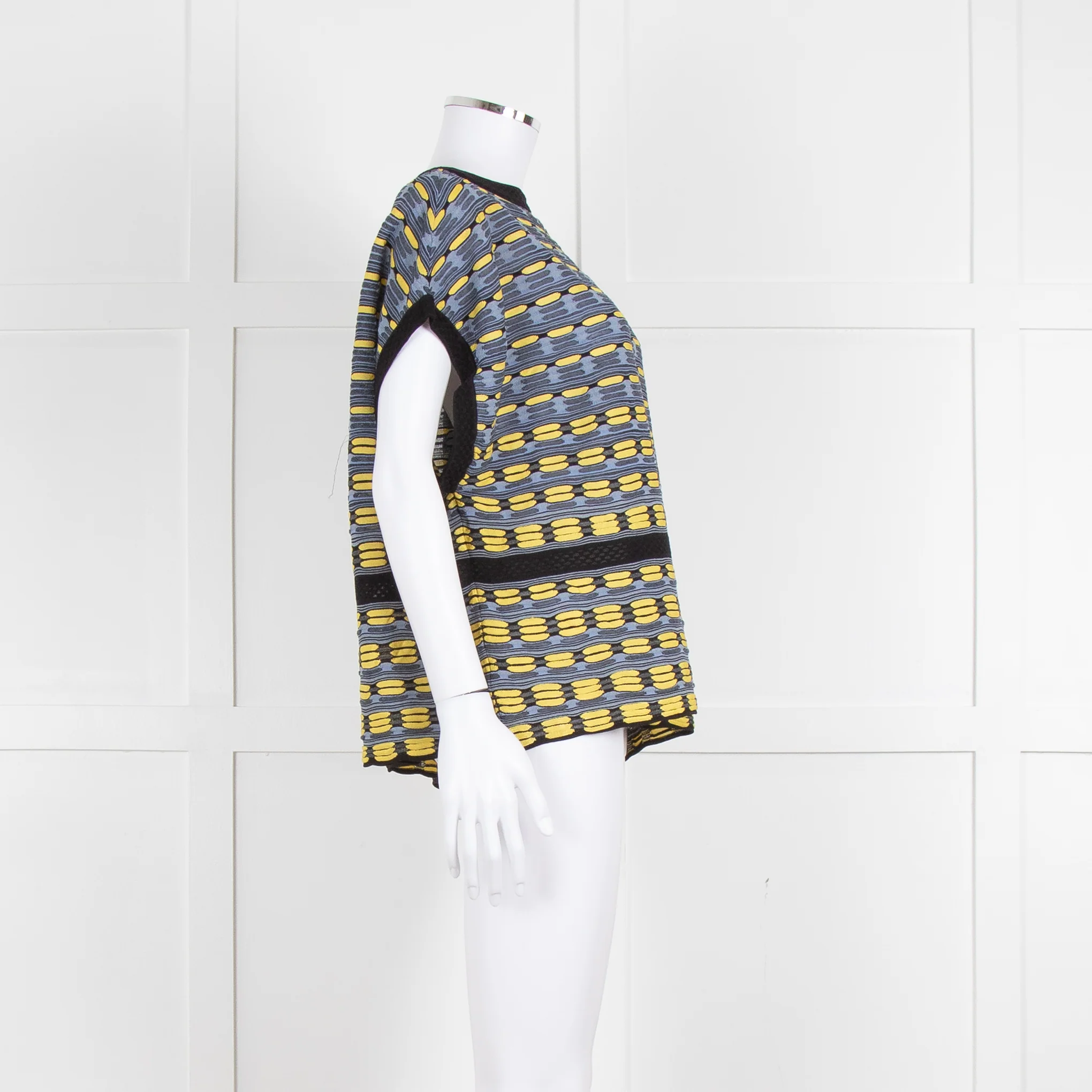 M Missoni Blue Yellow Knit Sleeveless Oversized Top - Image 3