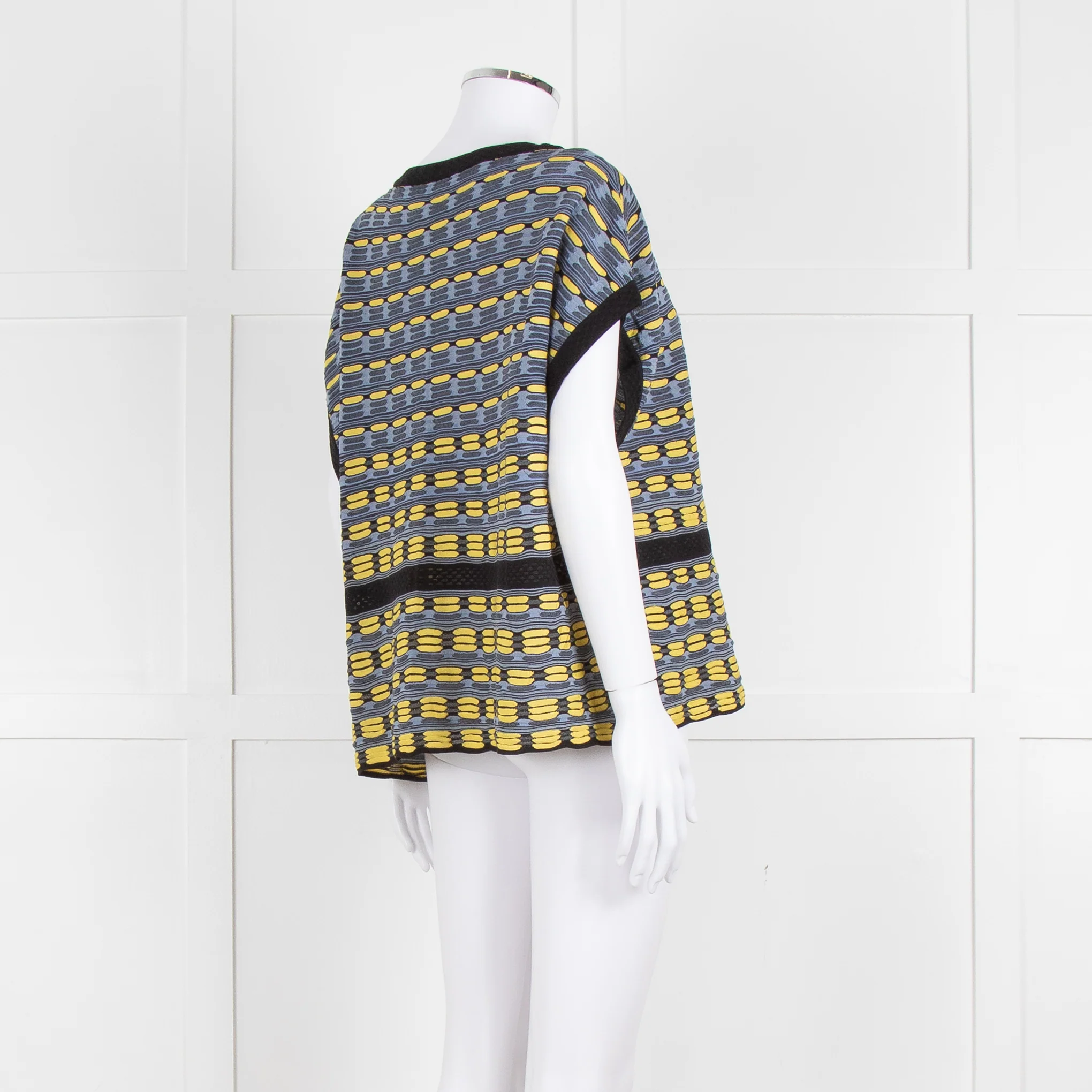M Missoni Blue Yellow Knit Sleeveless Oversized Top - Image 4