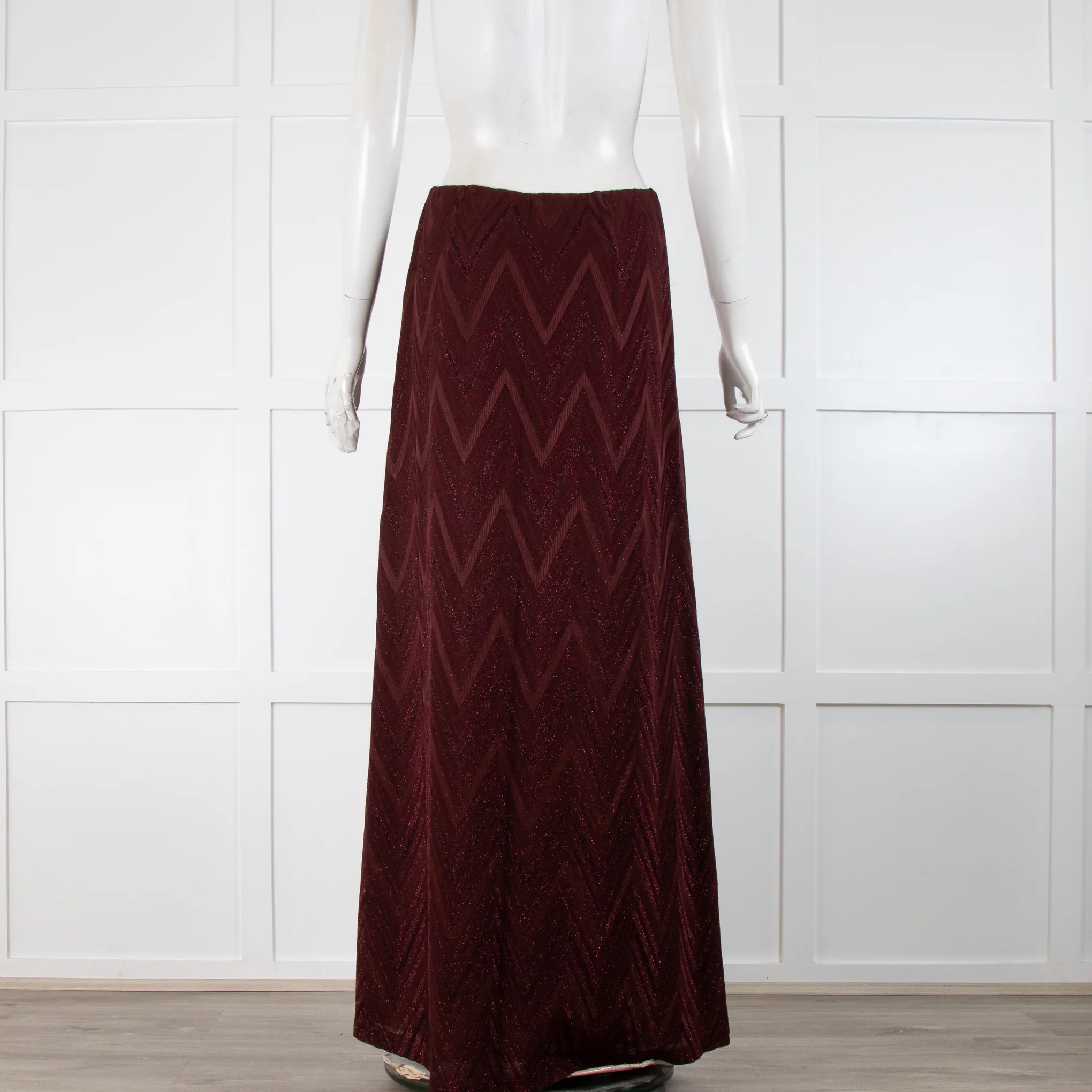 M Missoni Burgundy Knit Shimmer Maxi Skirt - Image 3
