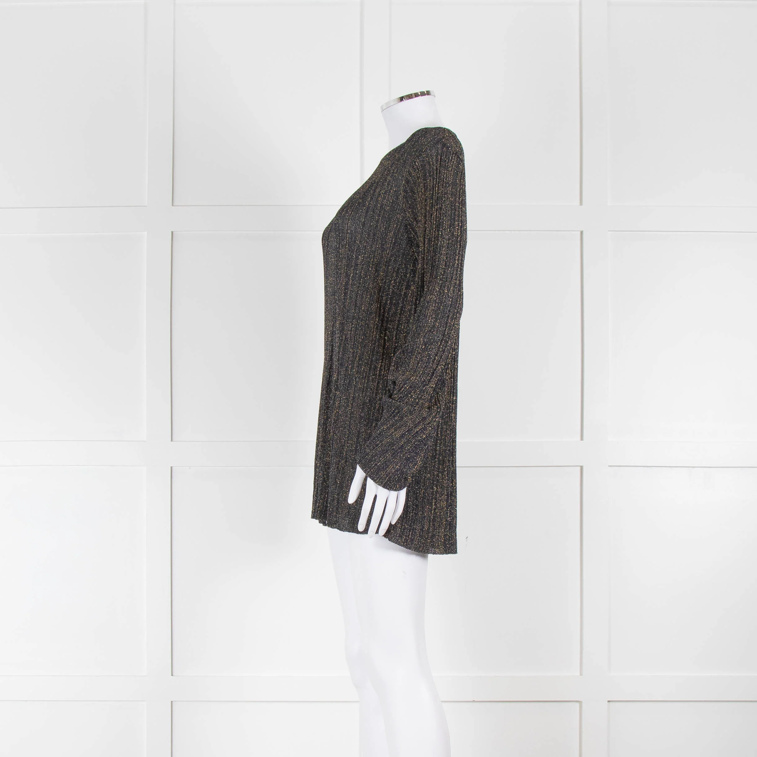 M Missoni Navy Gold Knit Flared Sleeve Sweater - Image 4