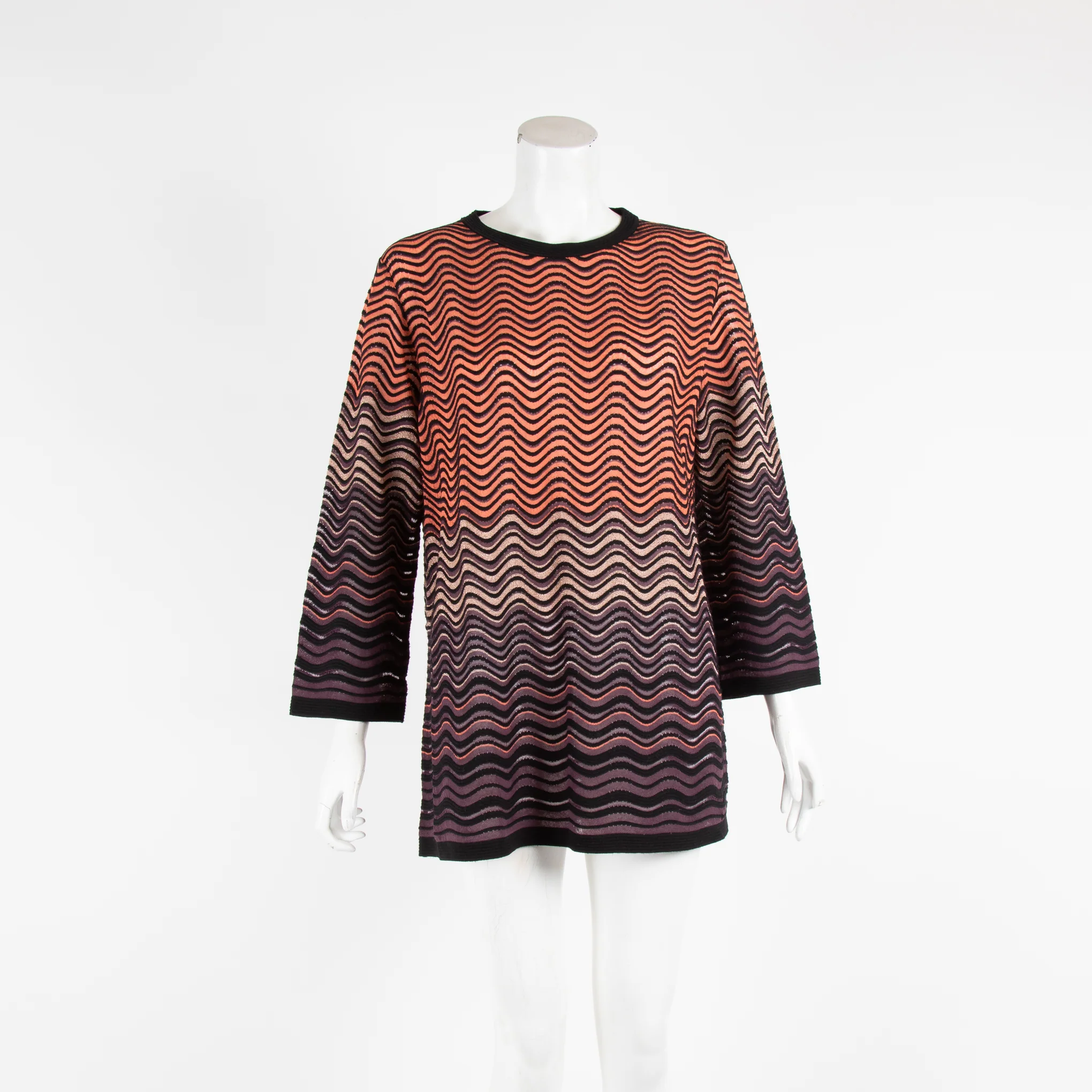 M Missoni Orange Purple 3/4 Sleeve Knit Top