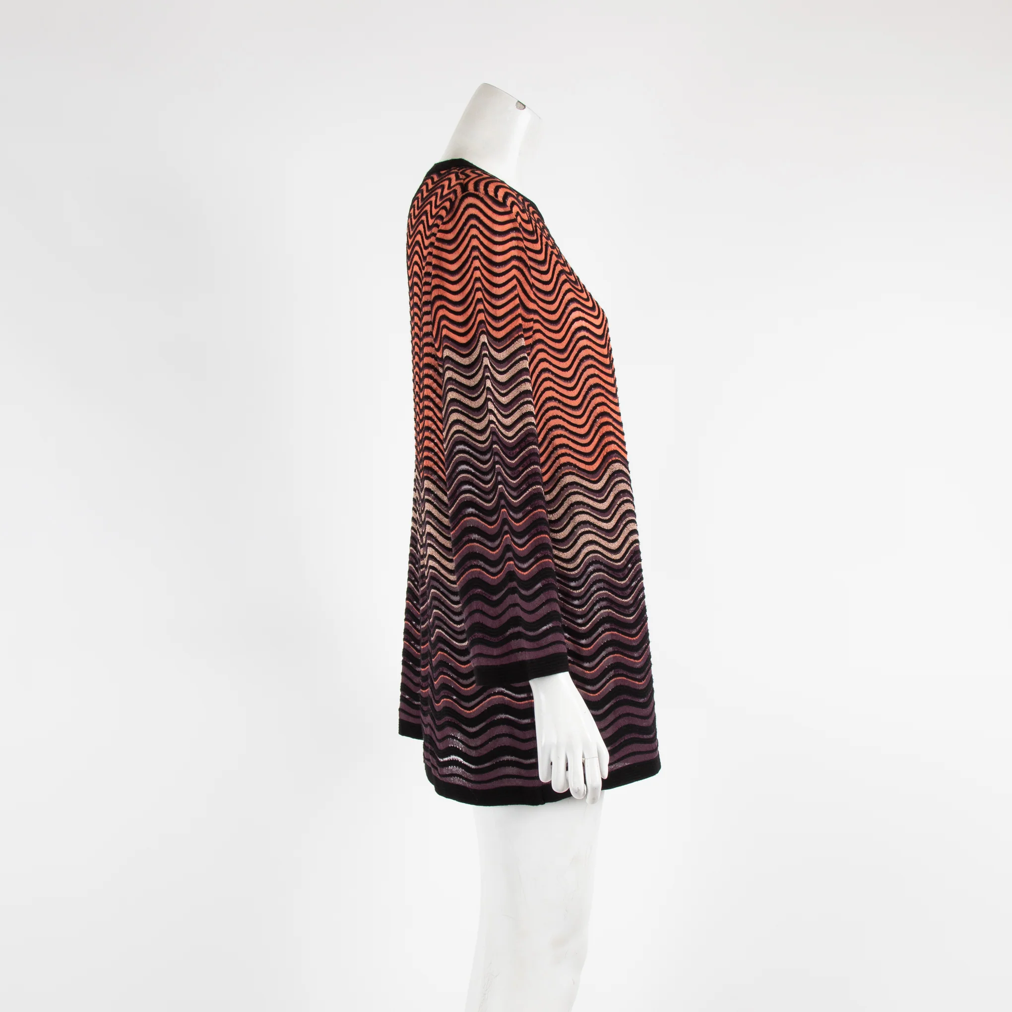 M Missoni Orange Purple 3/4 Sleeve Knit Top - Image 2