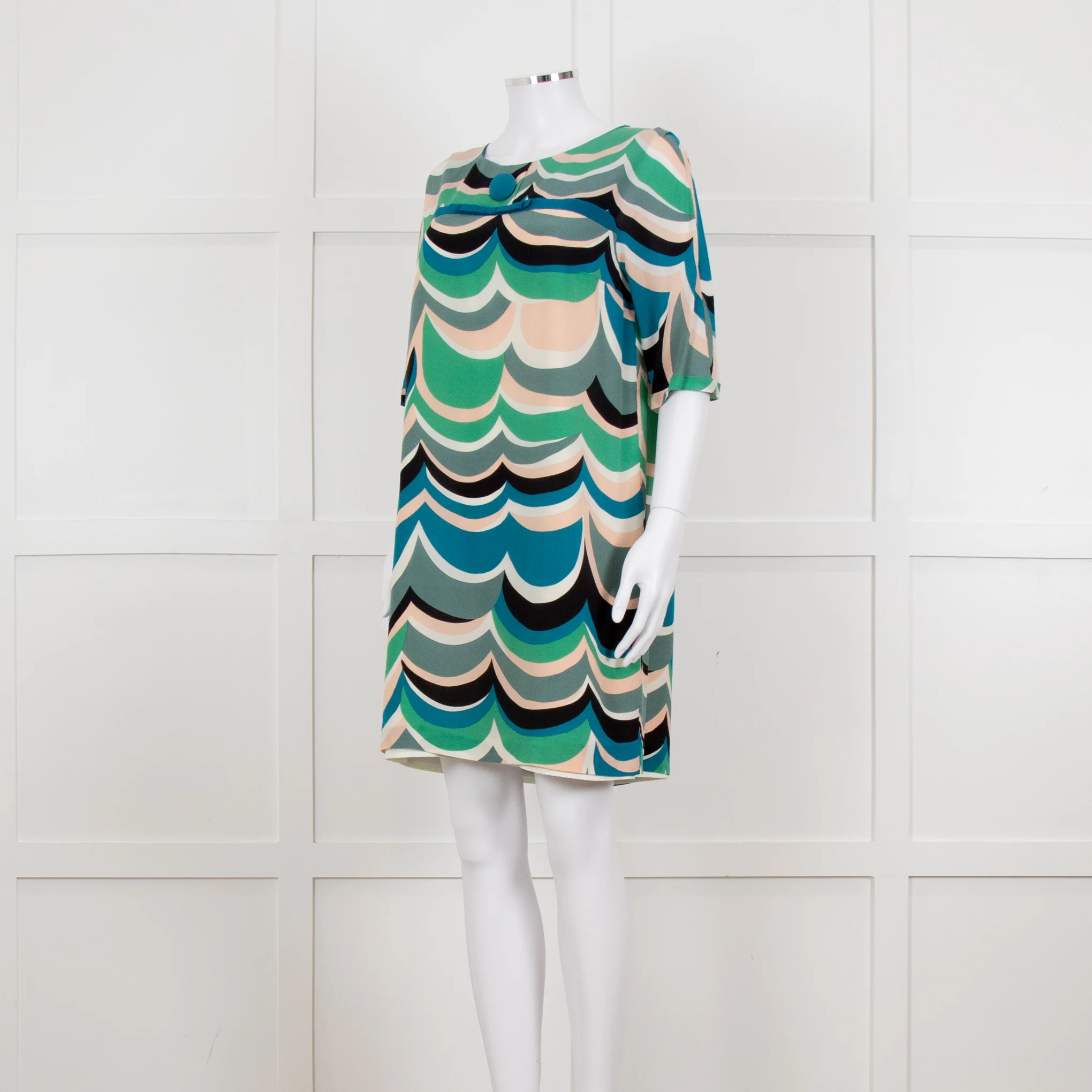 M Missoni White Green Grey Print Tunic Dress - Image 2