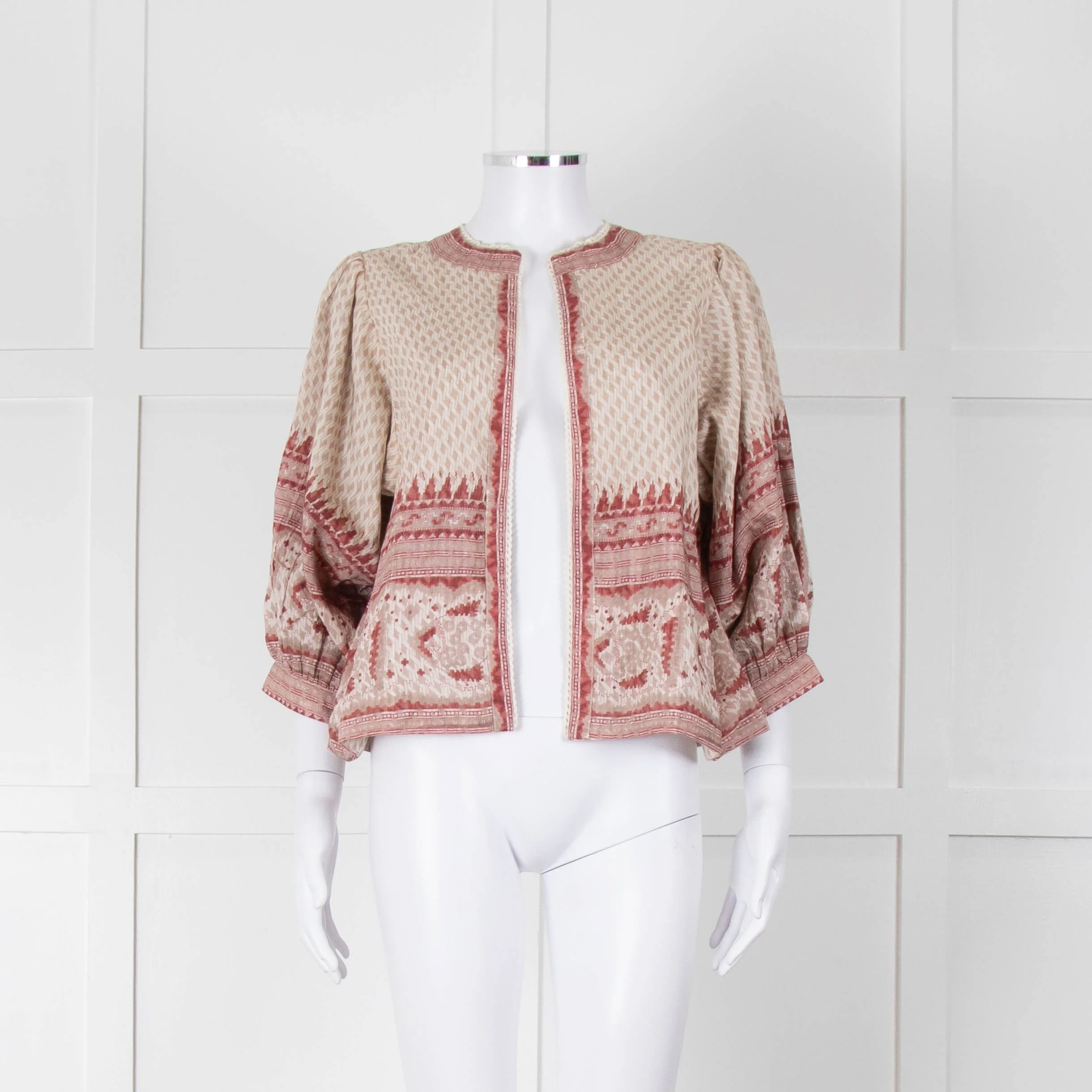 MABE Cotton Pink and Beige Aztec Print Jacket