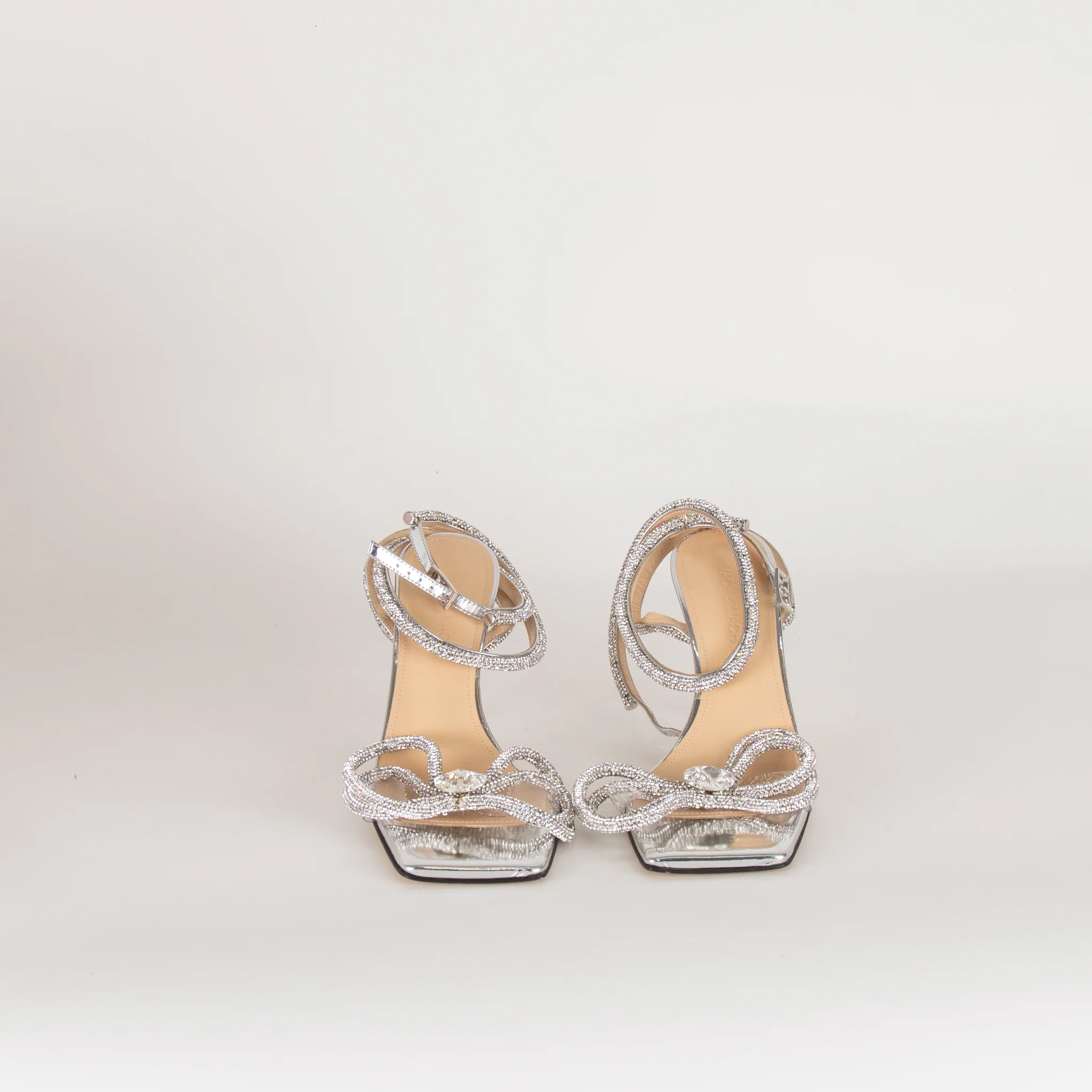 Mach & Mach Silver Double Bow Square Toe Heels - Image 2