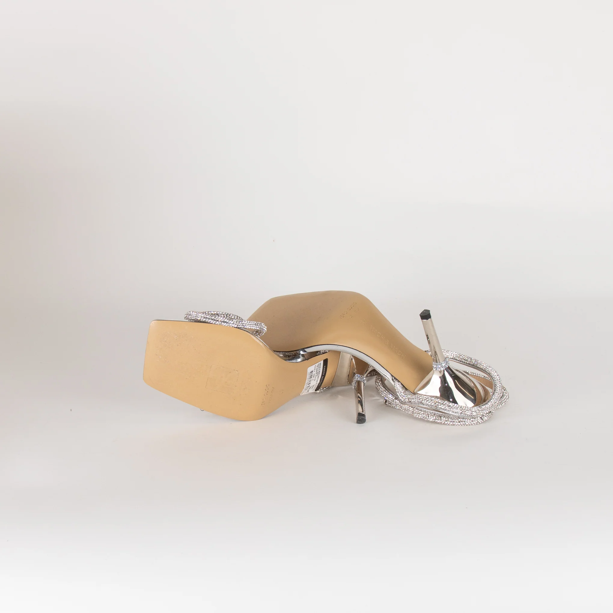 Mach & Mach Silver Double Bow Square Toe Heels - Image 7