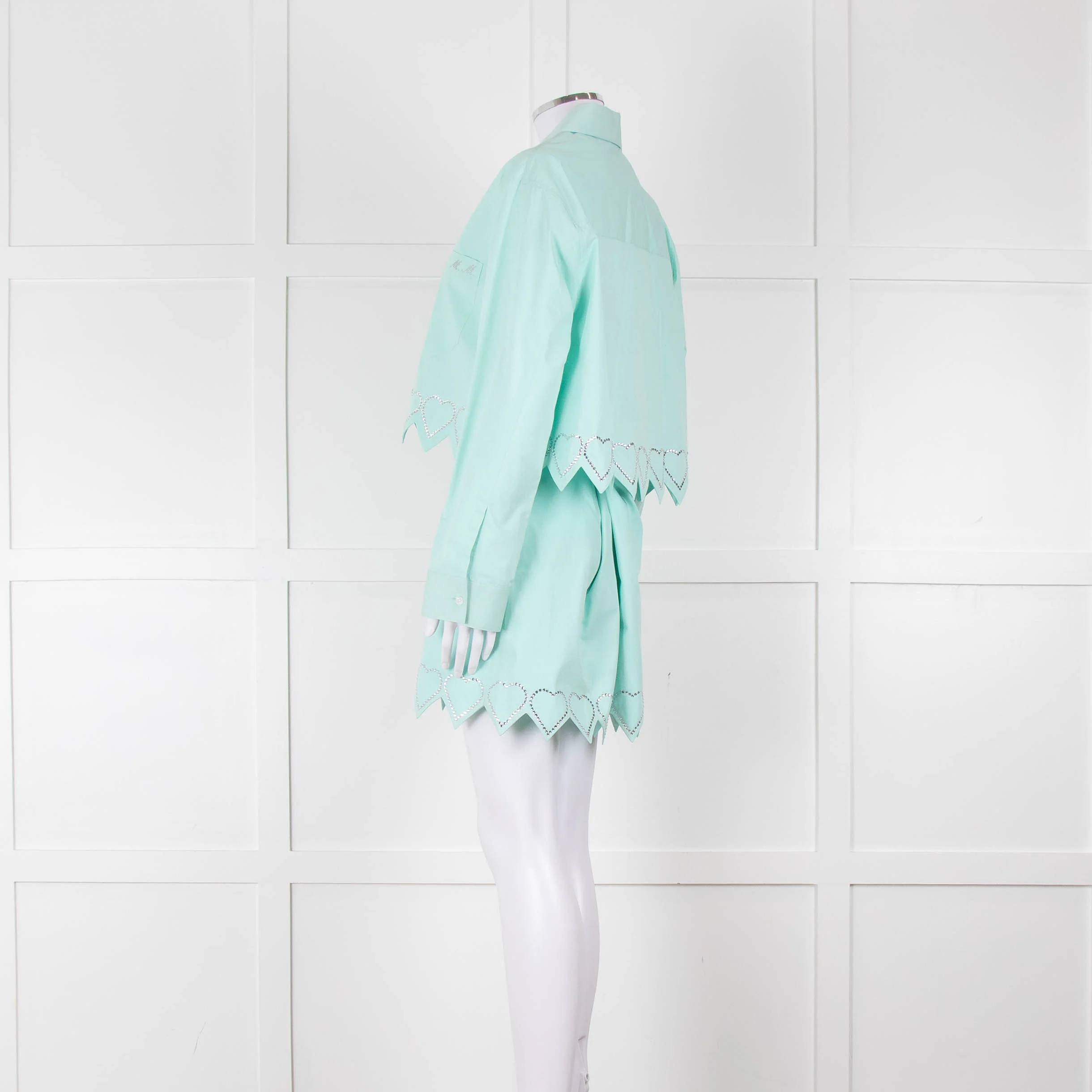 Mach & Mach Turquoise With Diamante Heart Trim Skirt and Shirt Co-ord - Image 6