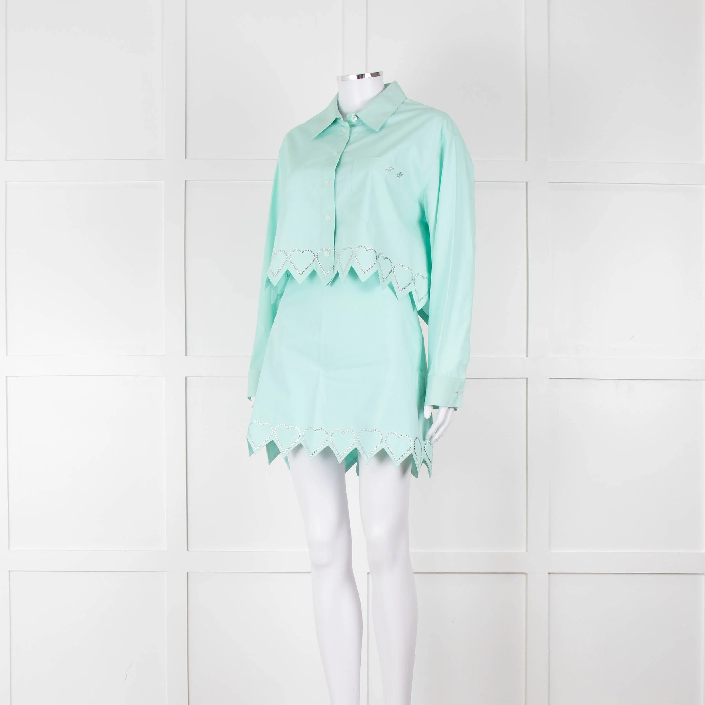 Mach & Mach Turquoise With Diamante Heart Trim Skirt and Shirt Co-ord - Image 8