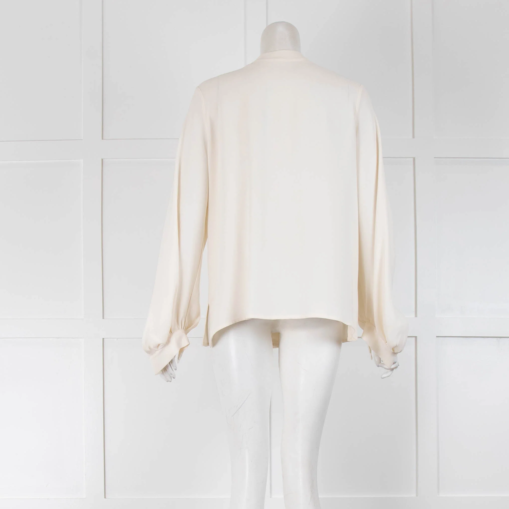 Machka Cream High Neck Back Button Blouse - Image 3