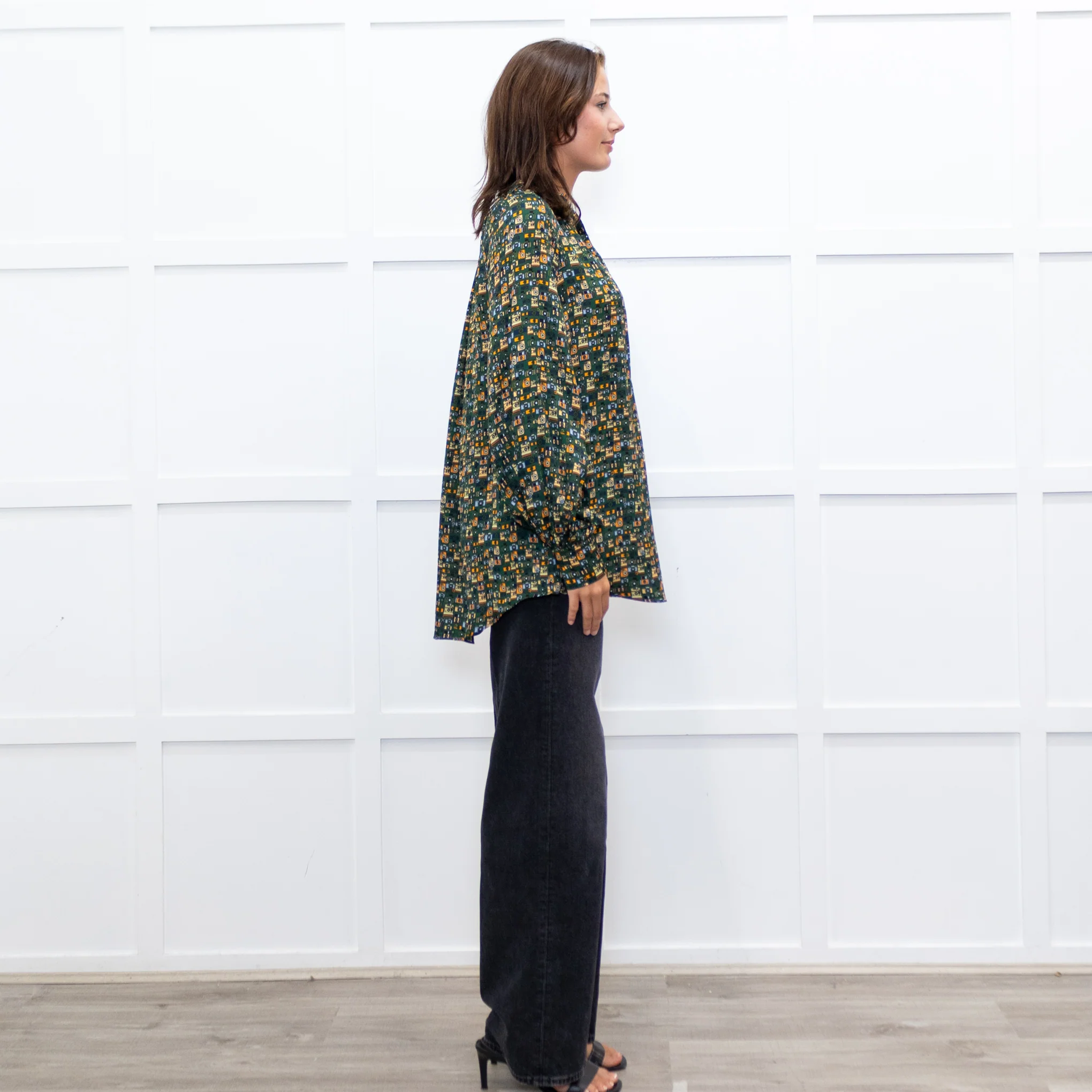 Machka Green Pattern Balloon Sleeve Top - Image 6