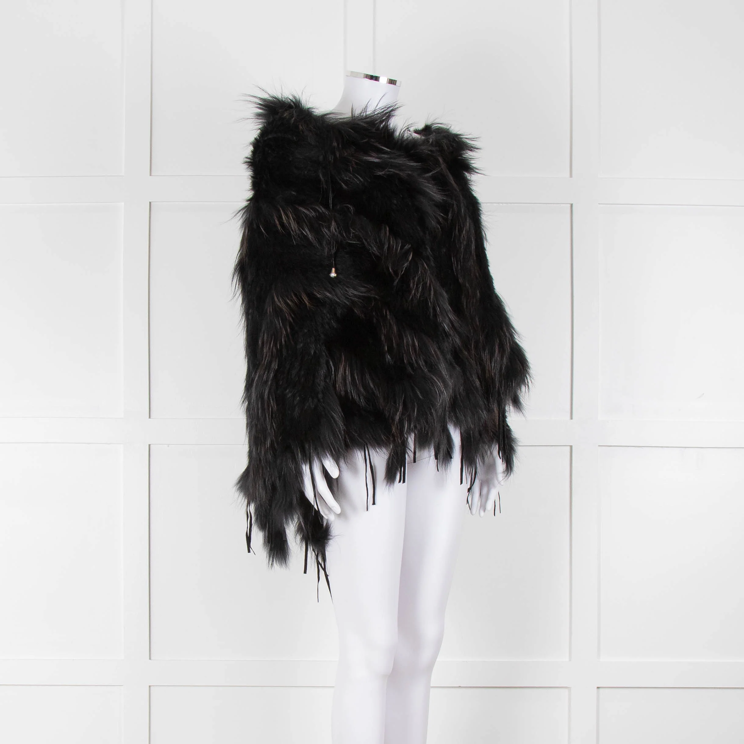 Maclauren Black Fur Hooded Cape - Image 2