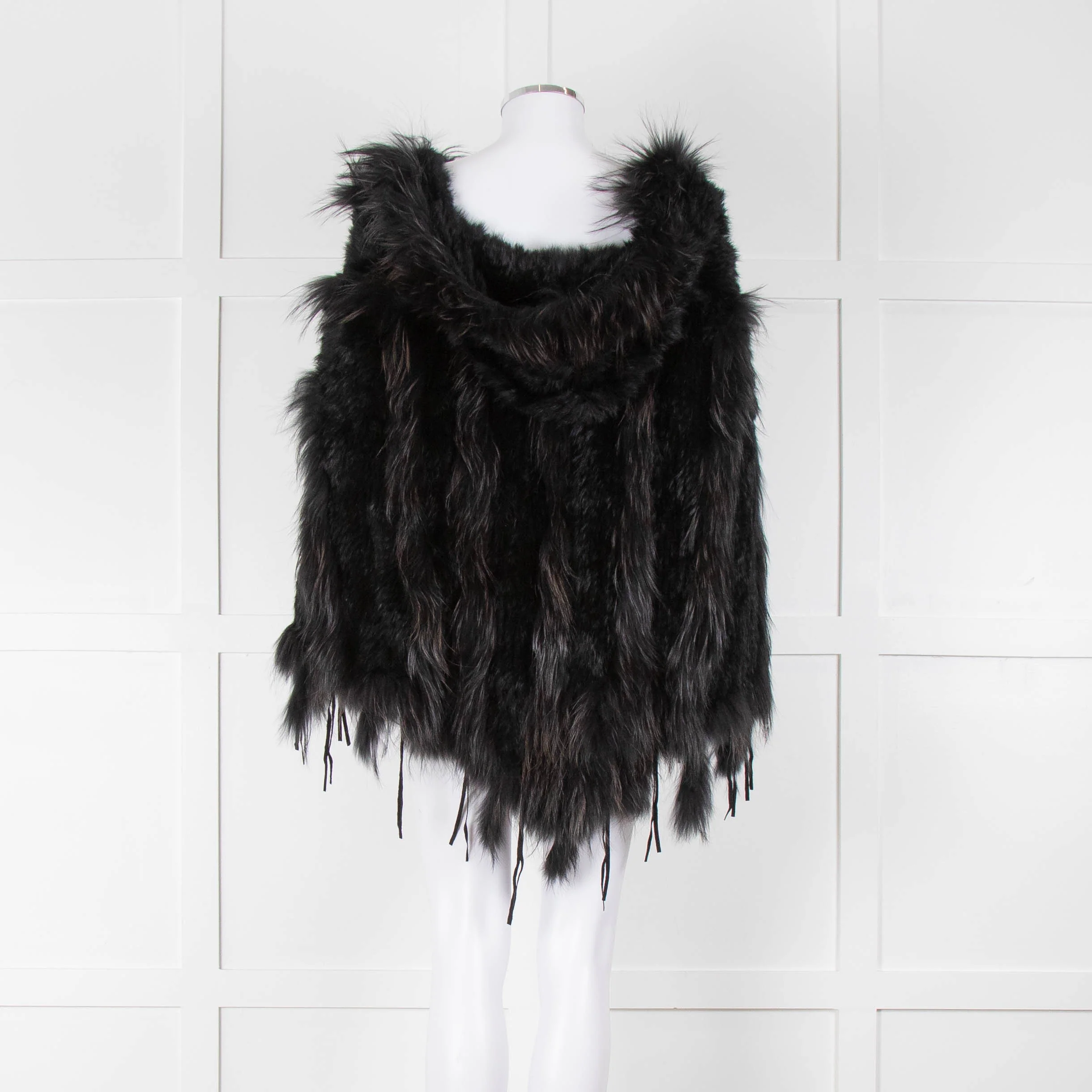 Maclauren Black Fur Hooded Cape - Image 5