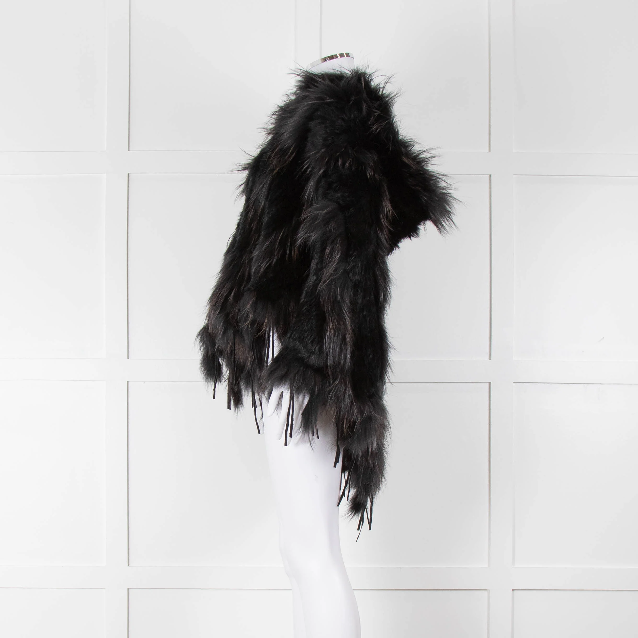 Maclauren Black Fur Hooded Cape - Image 7