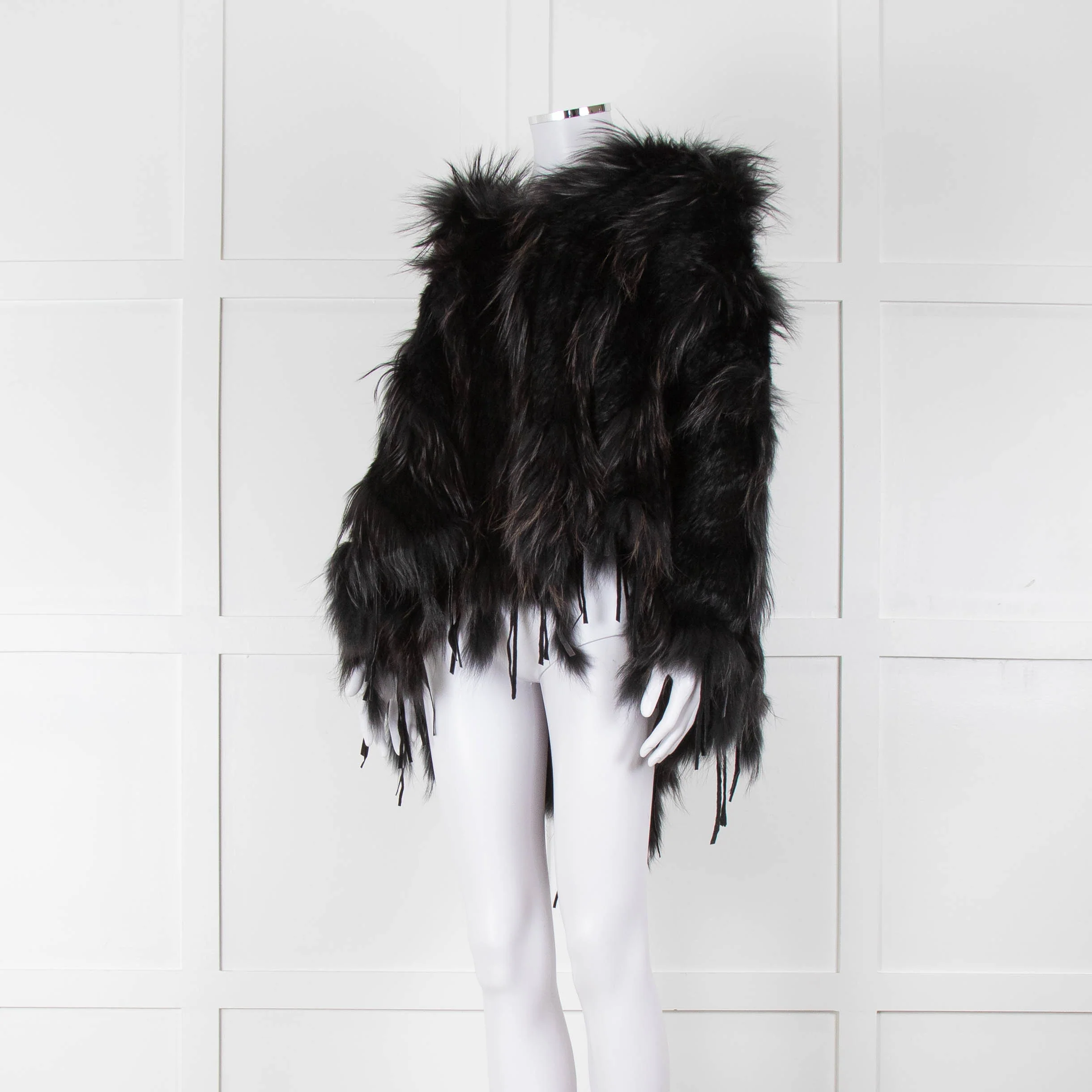 Maclauren Black Fur Hooded Cape - Image 8