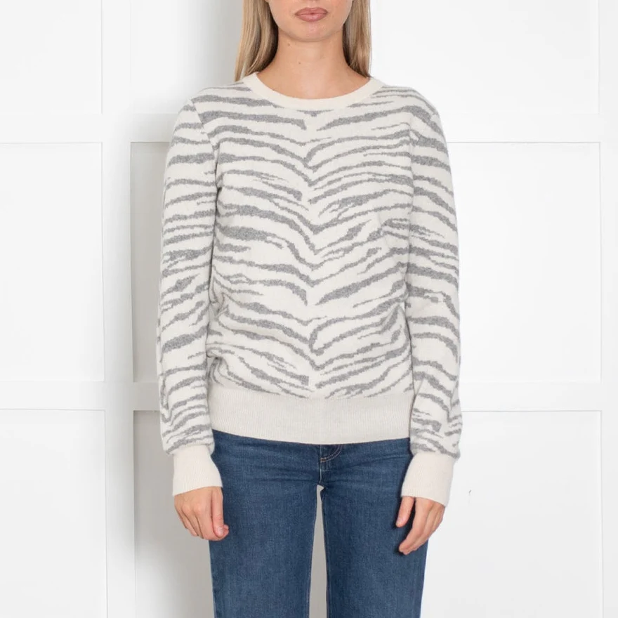 Madeleine Thompson Cream Grey Animal Print Sweater - Image 2