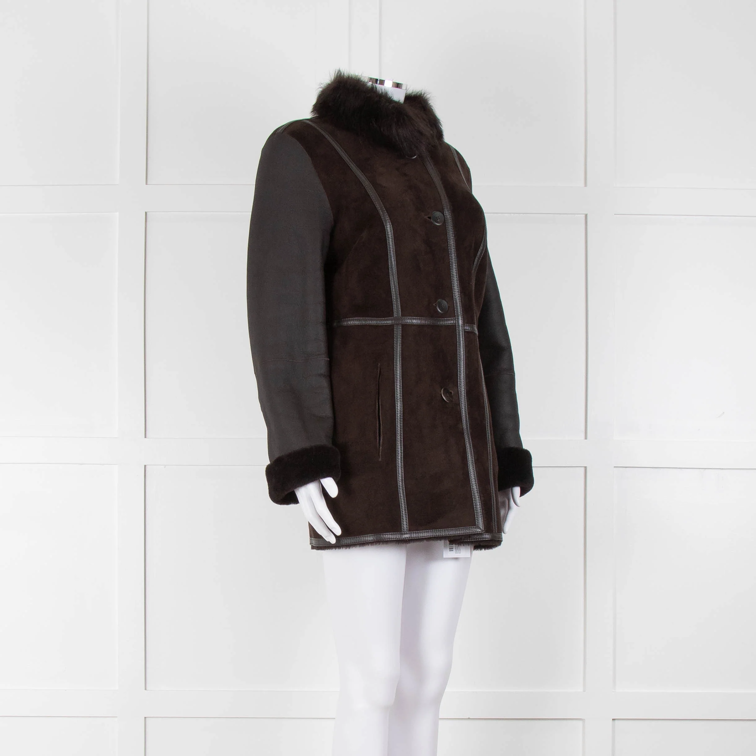 Madeline Brown Shearling Short Coat - Image 2