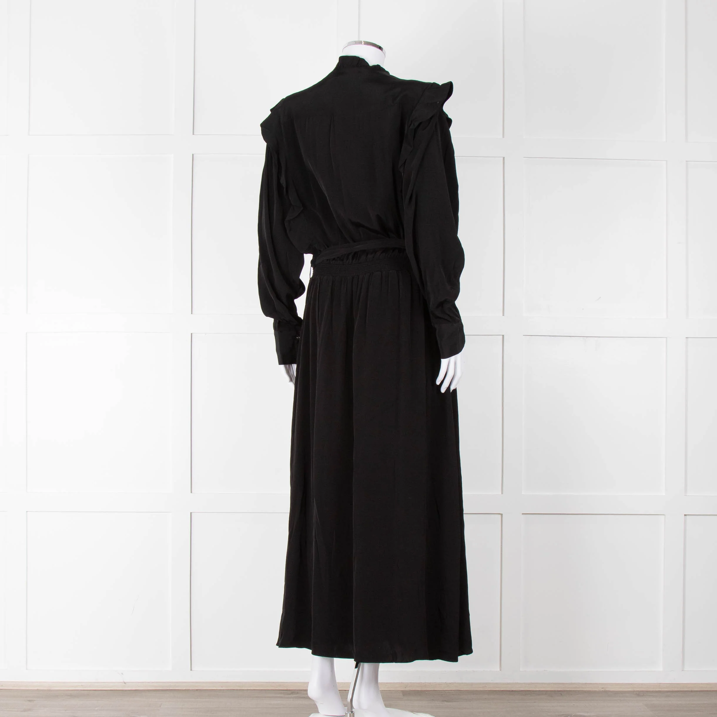 Magali Pascal Black Long Sleeve Frill Trim Maxi Dress - Image 6