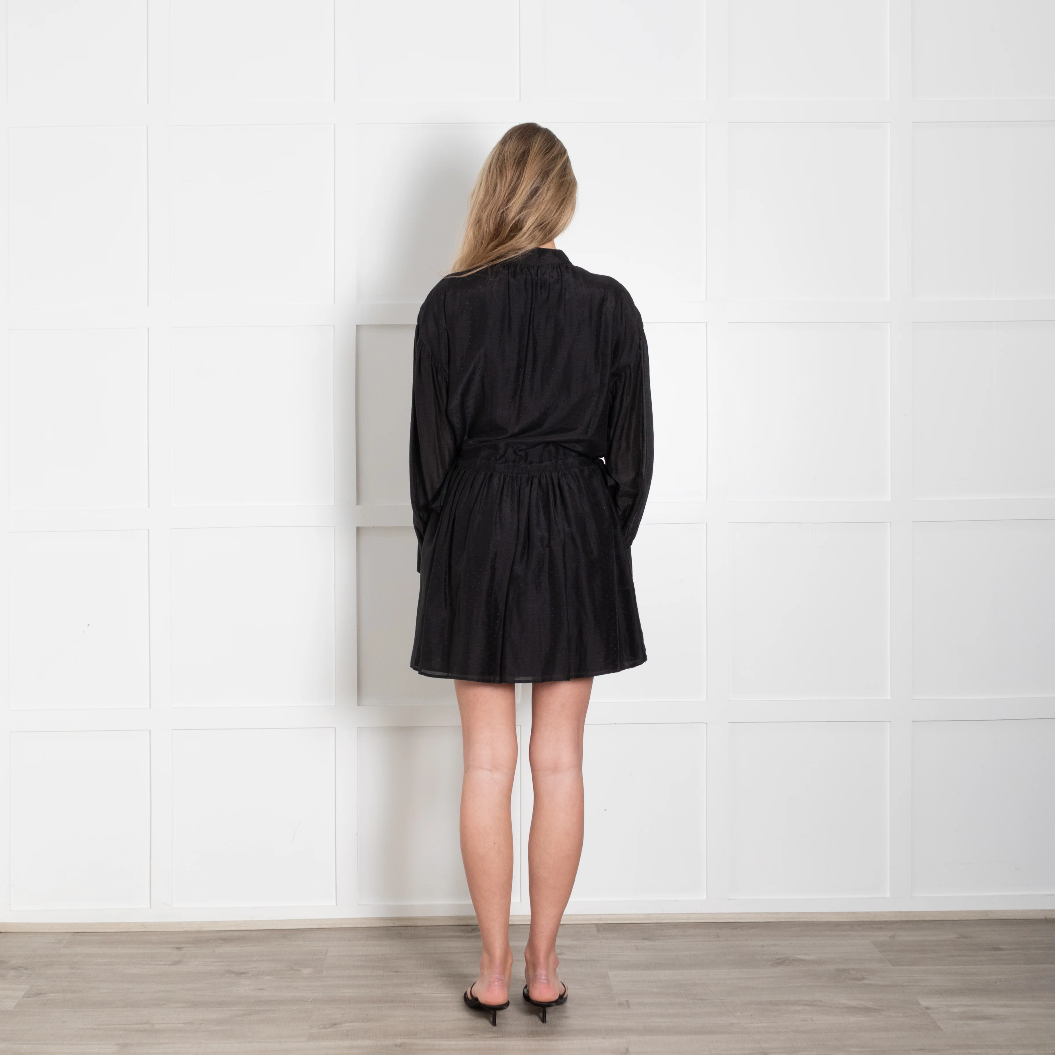 Magali Pascal Black Long Sleeve Tie Waist Dress - Image 5