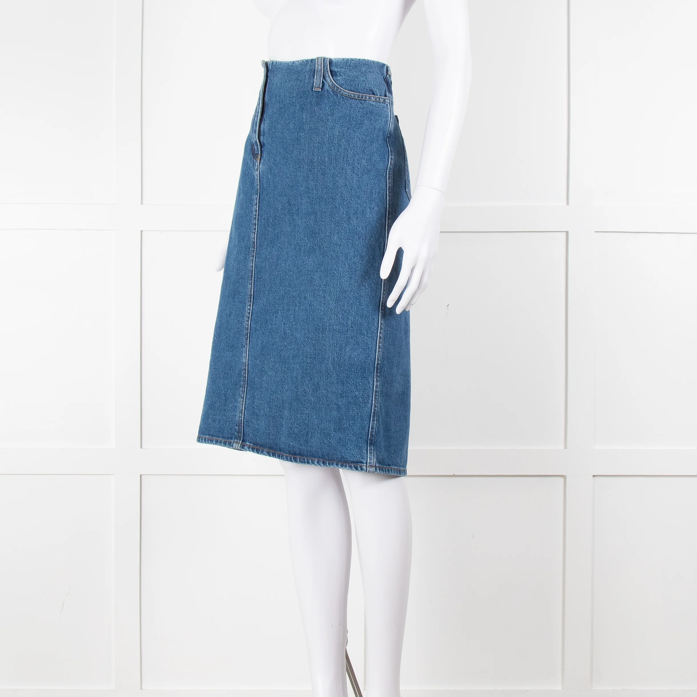 Magda Butrym Blue Denim Straight Midi Skirt - Image 8