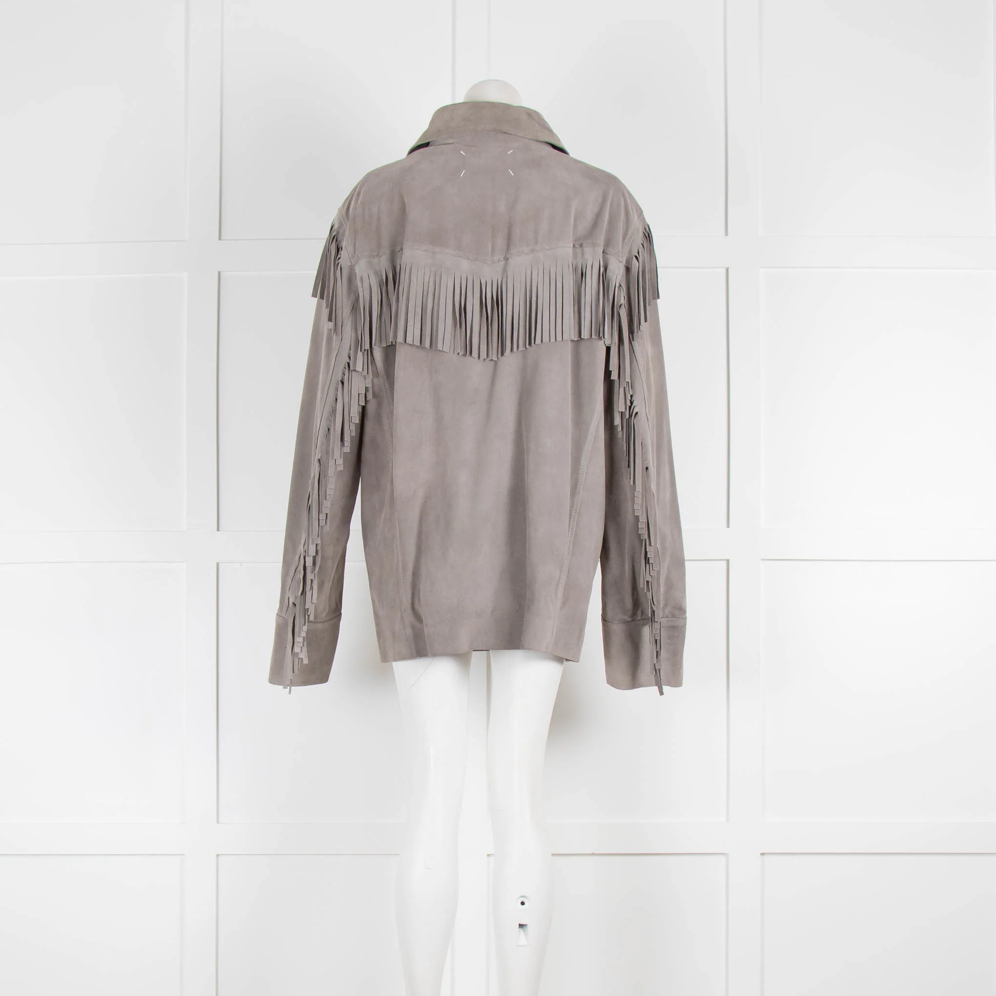 Maison Margiella Grey Suede Jacket with Fringing - Image 3