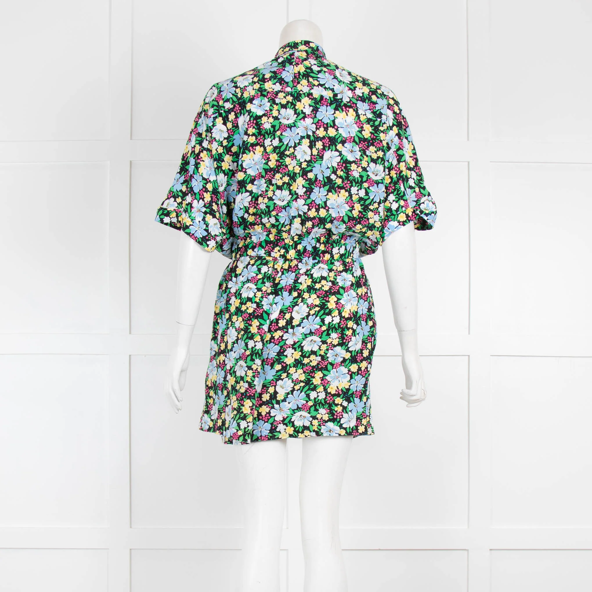 Maje Black Blue Floral Short Sleeve Playsuit - Image 3