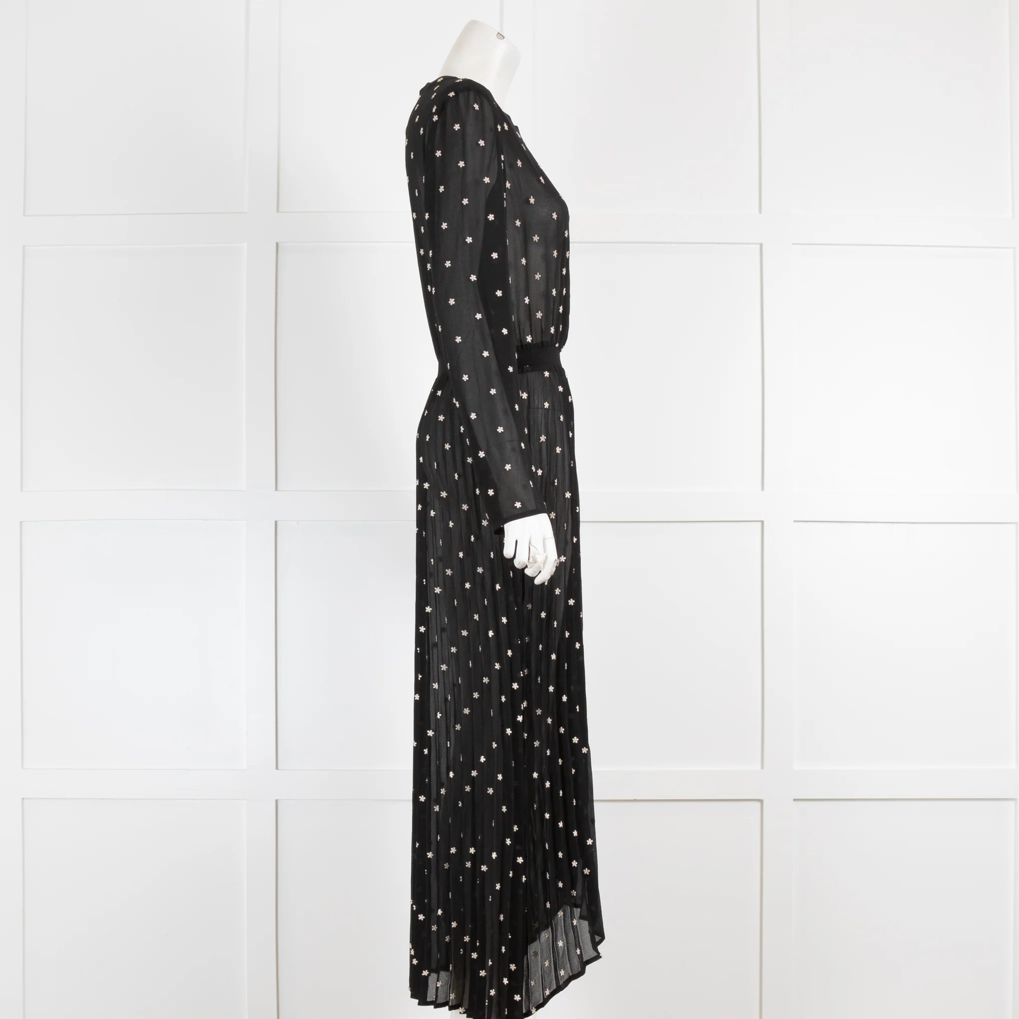 Maje Black Daisy Embroidered Midi Dress - Image 2
