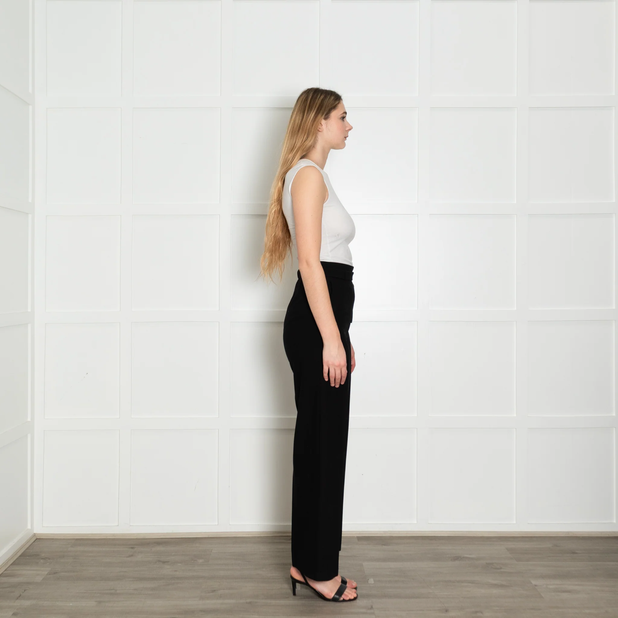 Maje Black High Waisted Belted Wide Leg Trousers - Image 6