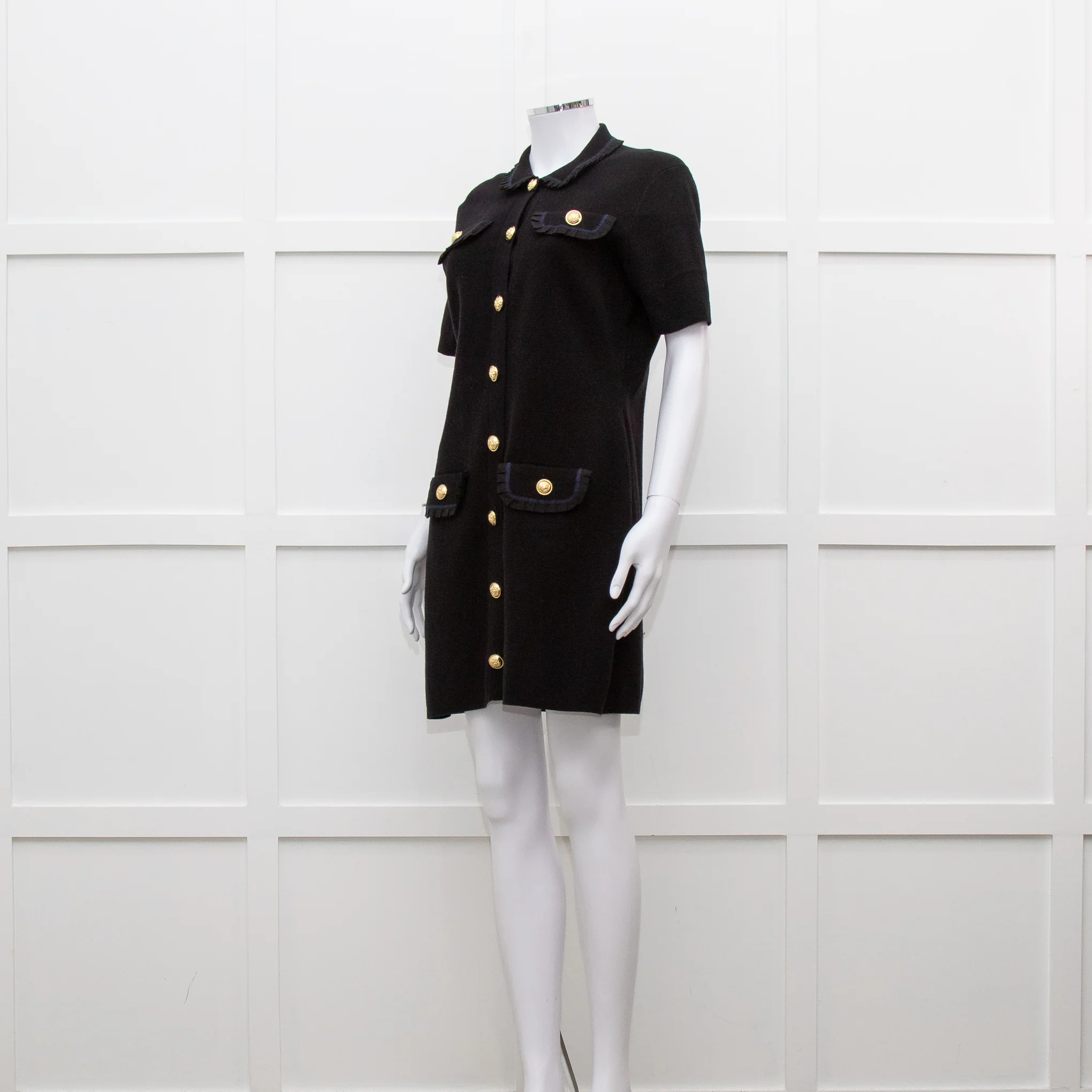 Maje Black Knit Gold Button Short Dress - Image 10
