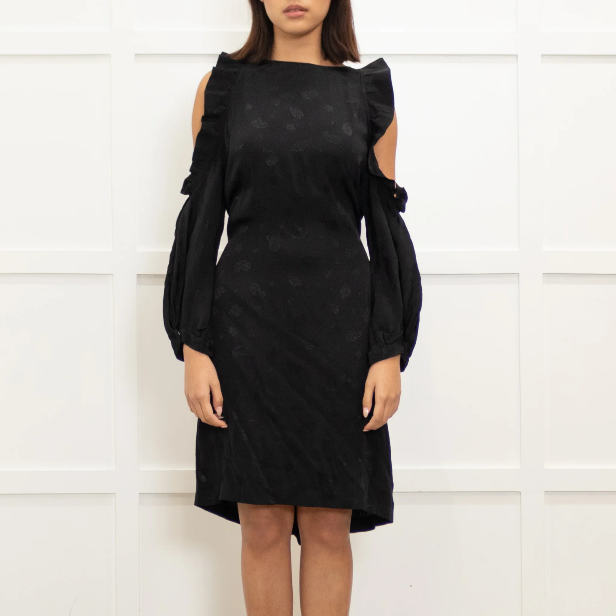 Maje Black On Black Print Cut Out Shoulder Dress - Image 2